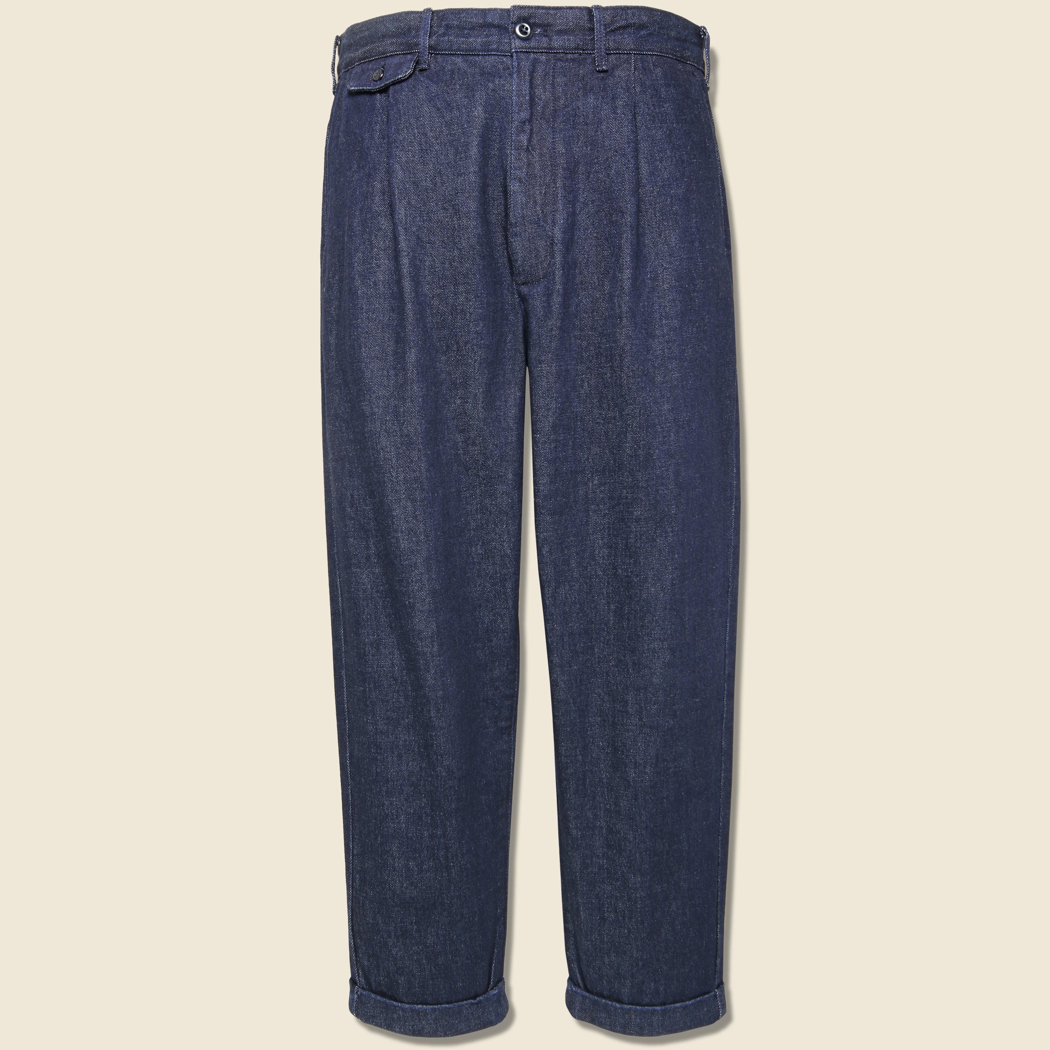 Denim Standard Pleated Pant - Indigo