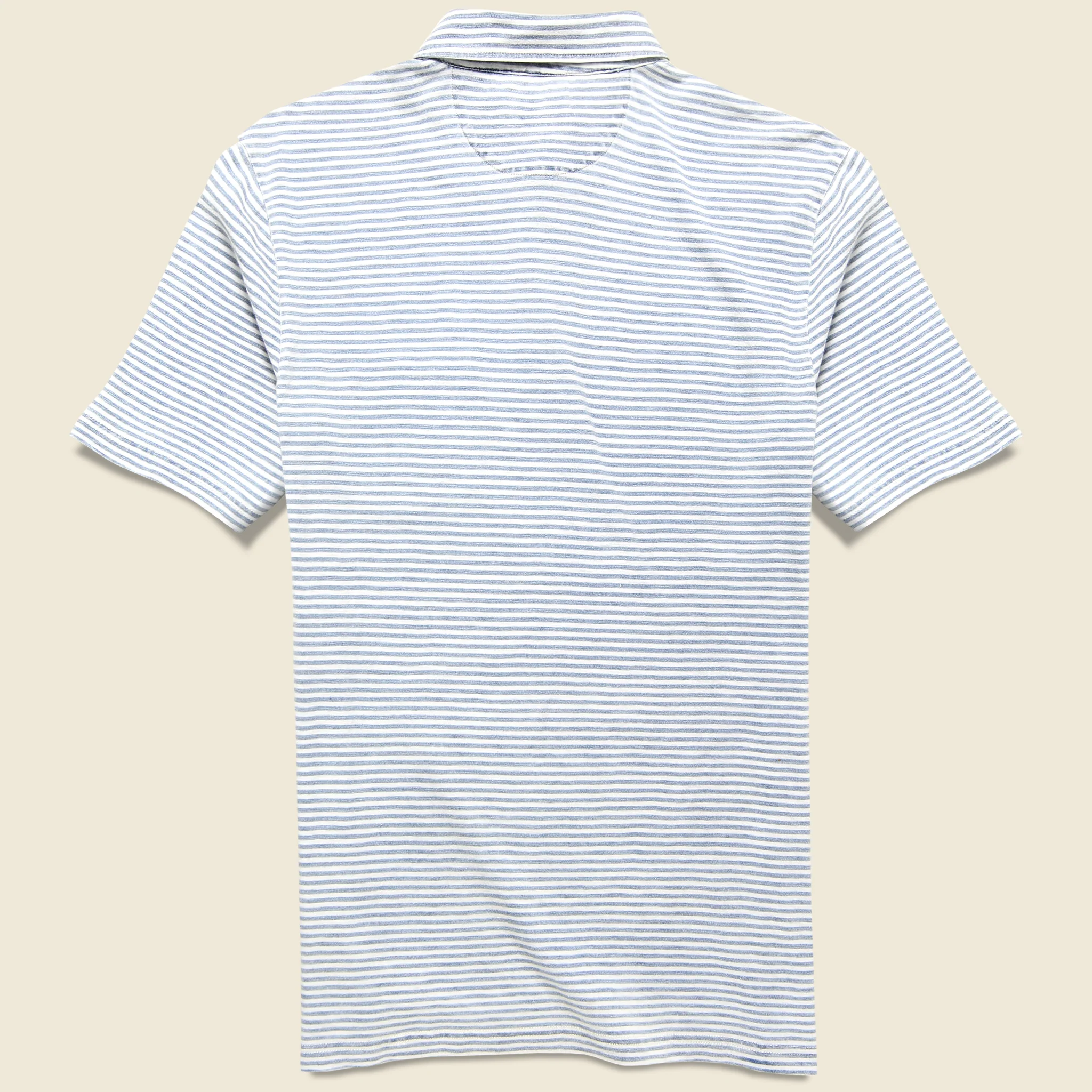 Indigo-Dyed Polo - Azure Stream Stripe - Image 2