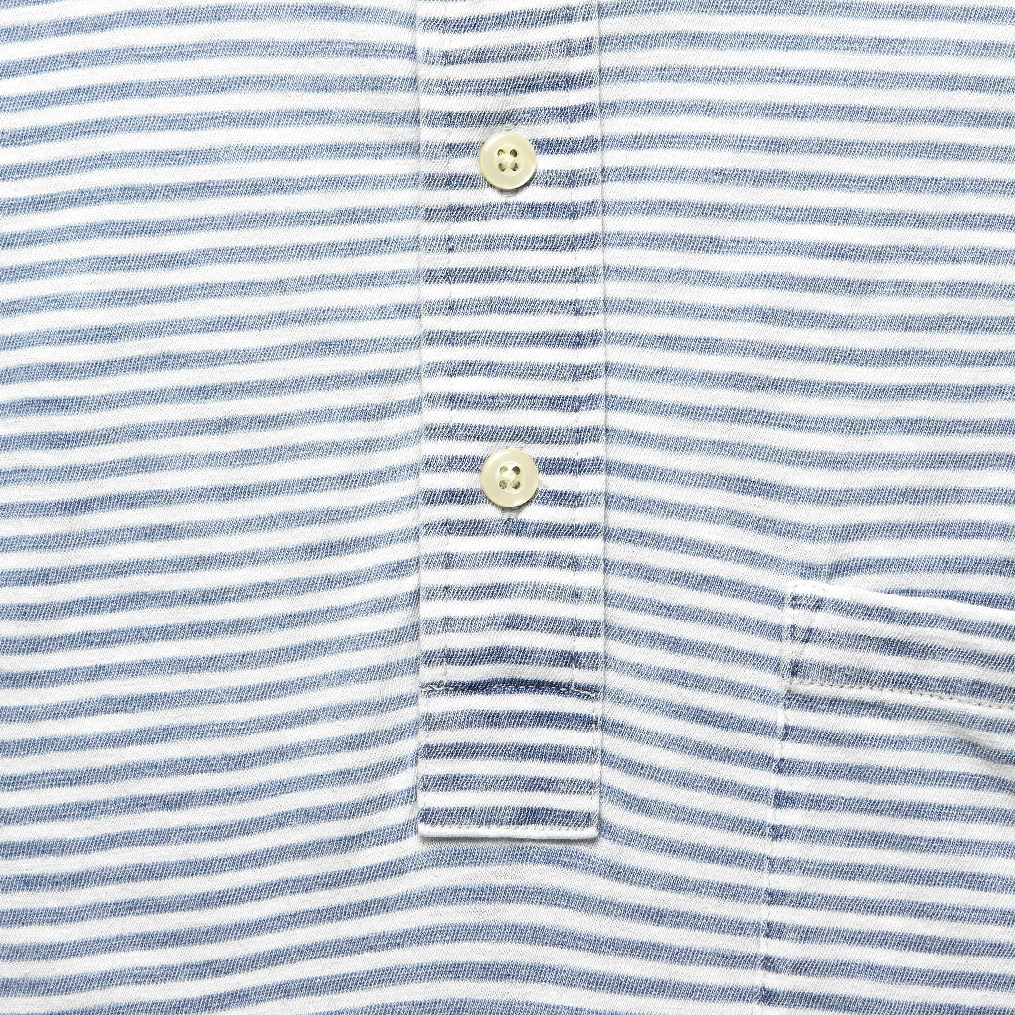 Indigo-Dyed Polo - Azure Stream Stripe - Image 3