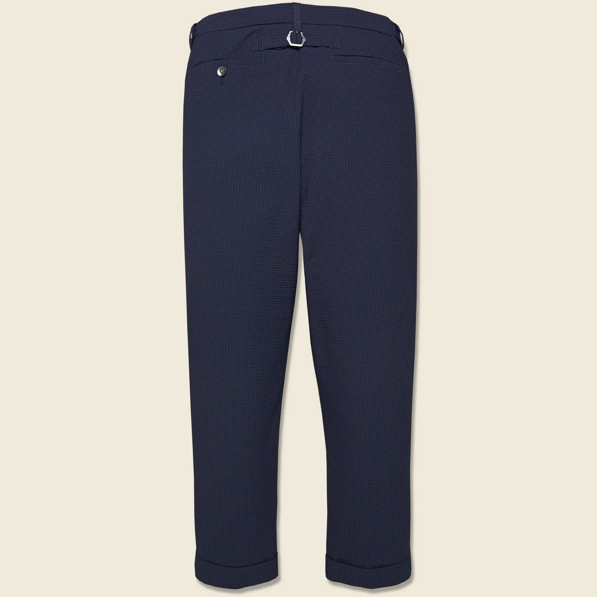 IVY Ankle-Cut Seersucker Trousers - Navy - Image 2