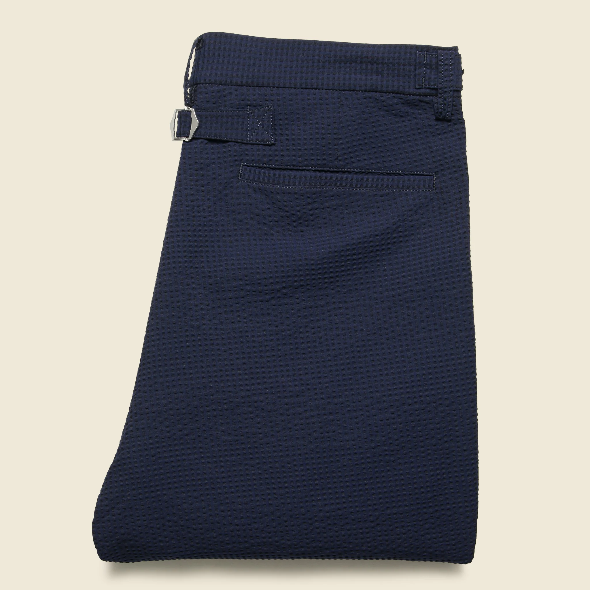 IVY Ankle-Cut Seersucker Trousers - Navy - Image 3
