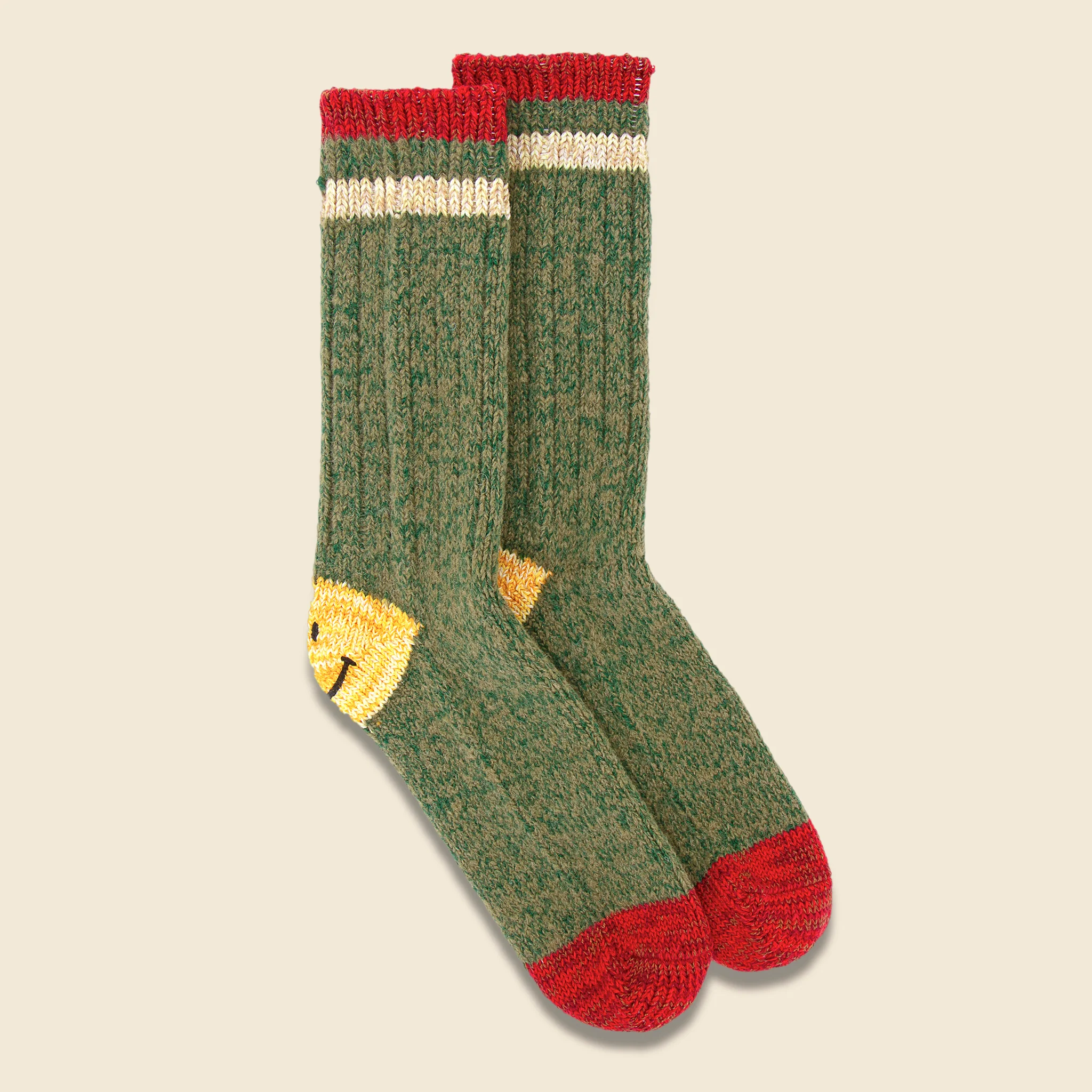 Ivy Smiley 72 Yarns Wool Socks - Green - Image 2