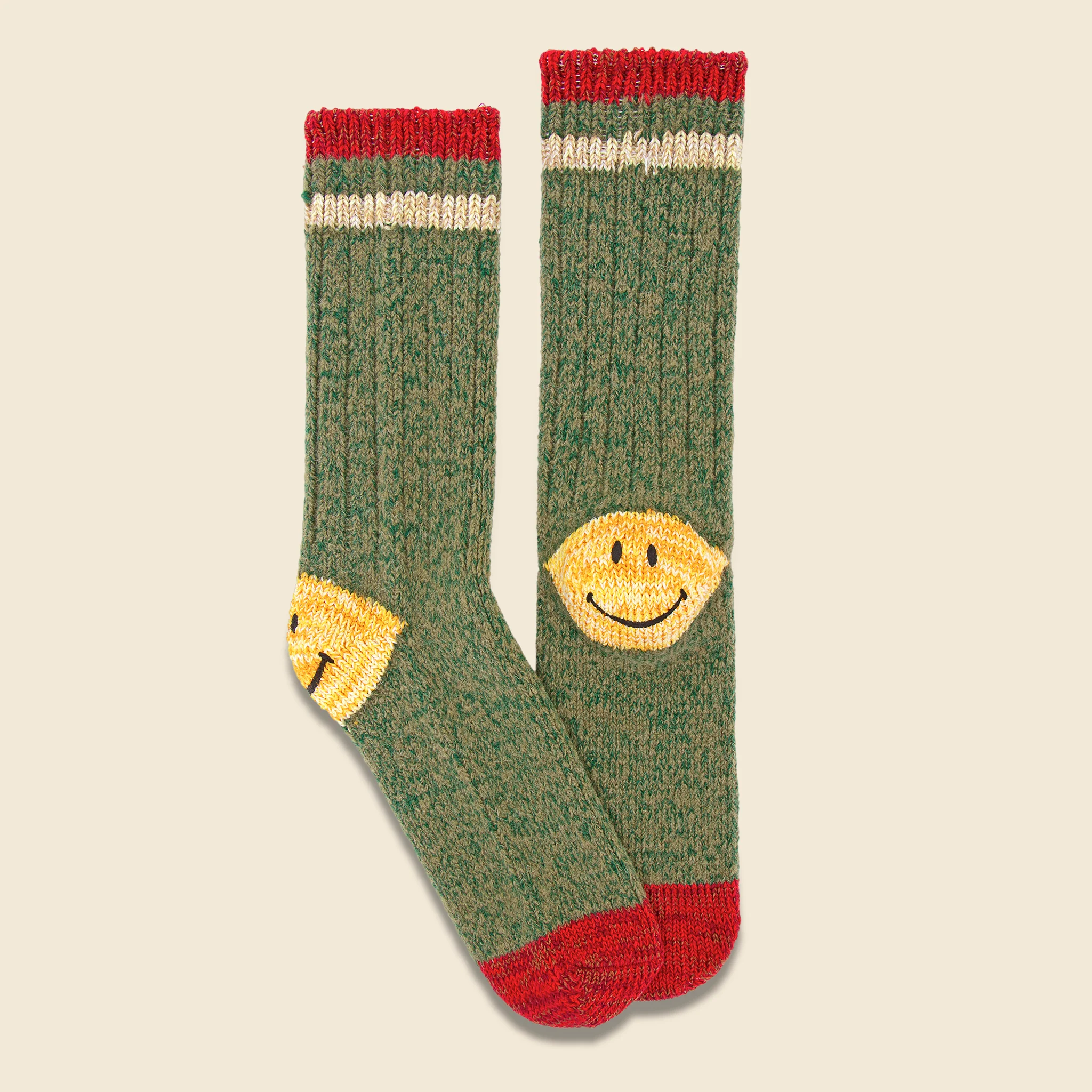 Ivy Smiley 72 Yarns Wool Socks - Green - Image 3