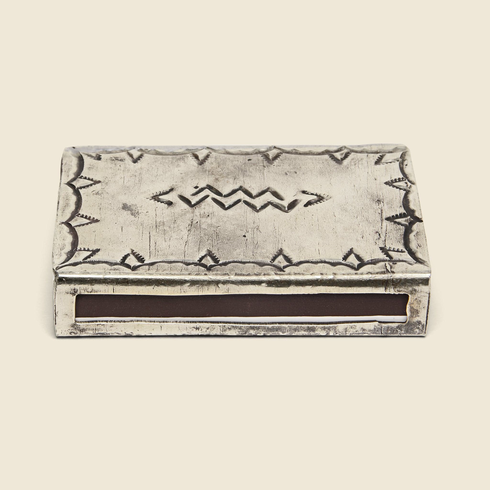 Small Stamped Silver Matchbox Cover - Image 2