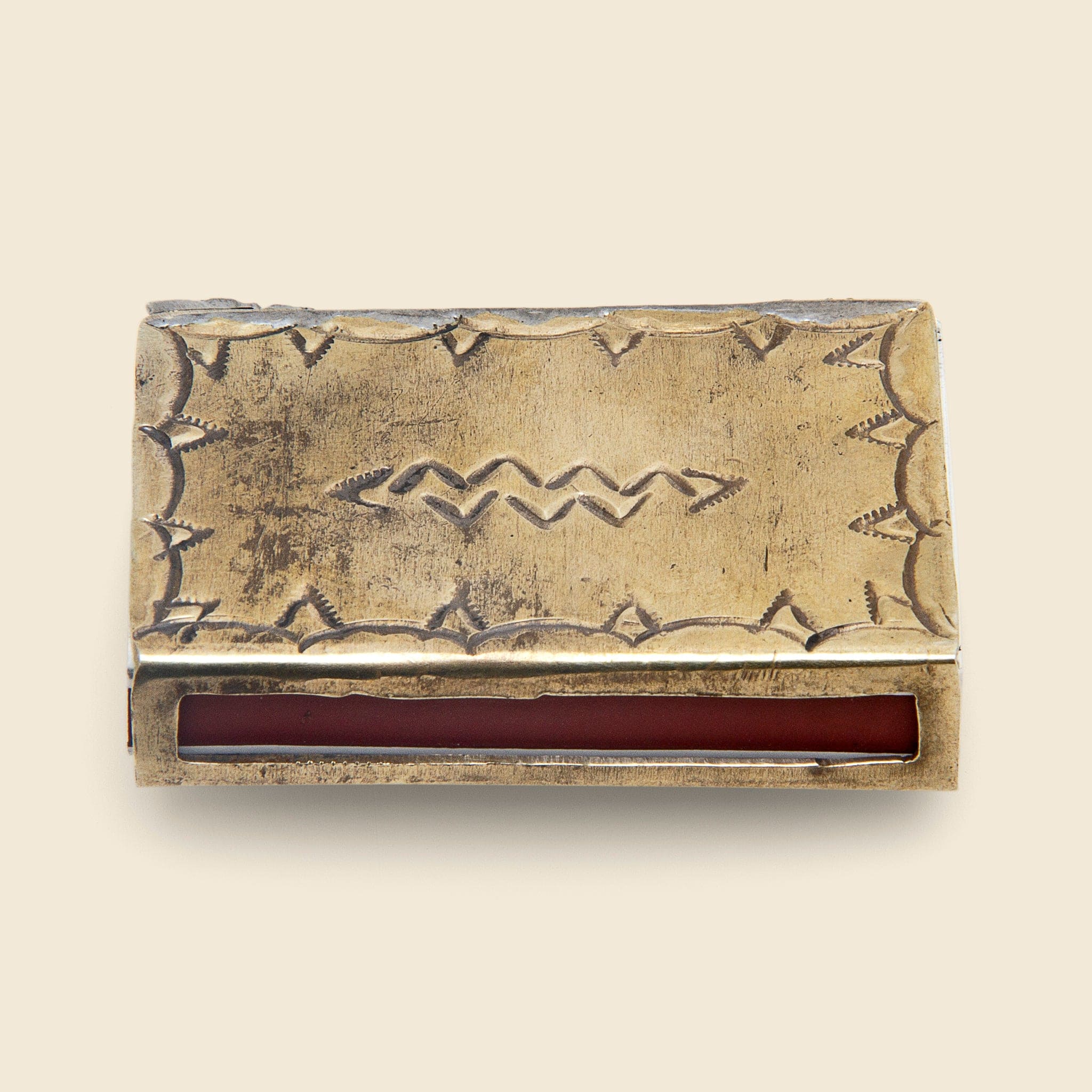 Small Stamped Silver & Turquoise Matchbox Cover - Image 2