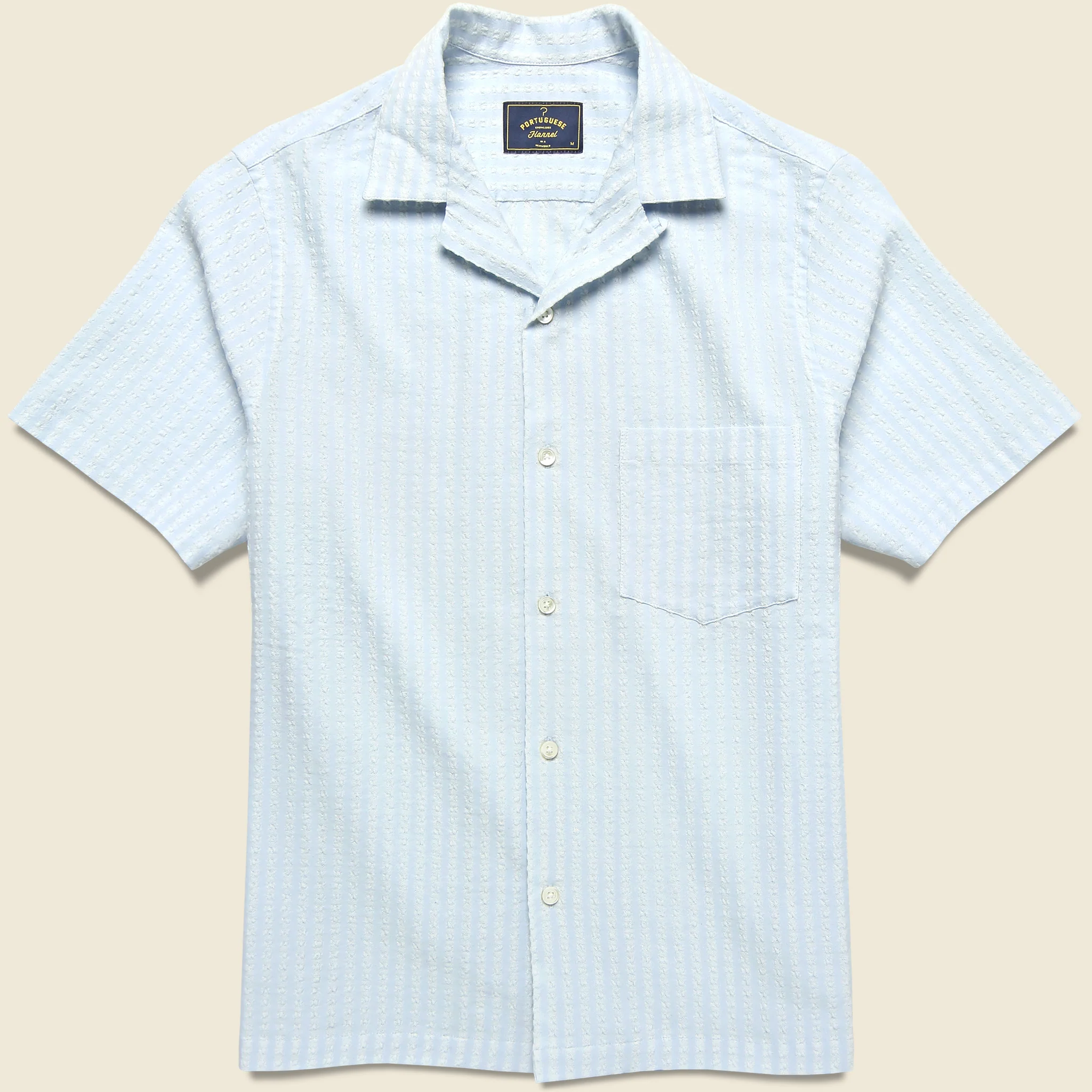 Jacquard Chambray Camp Shirt - Blue