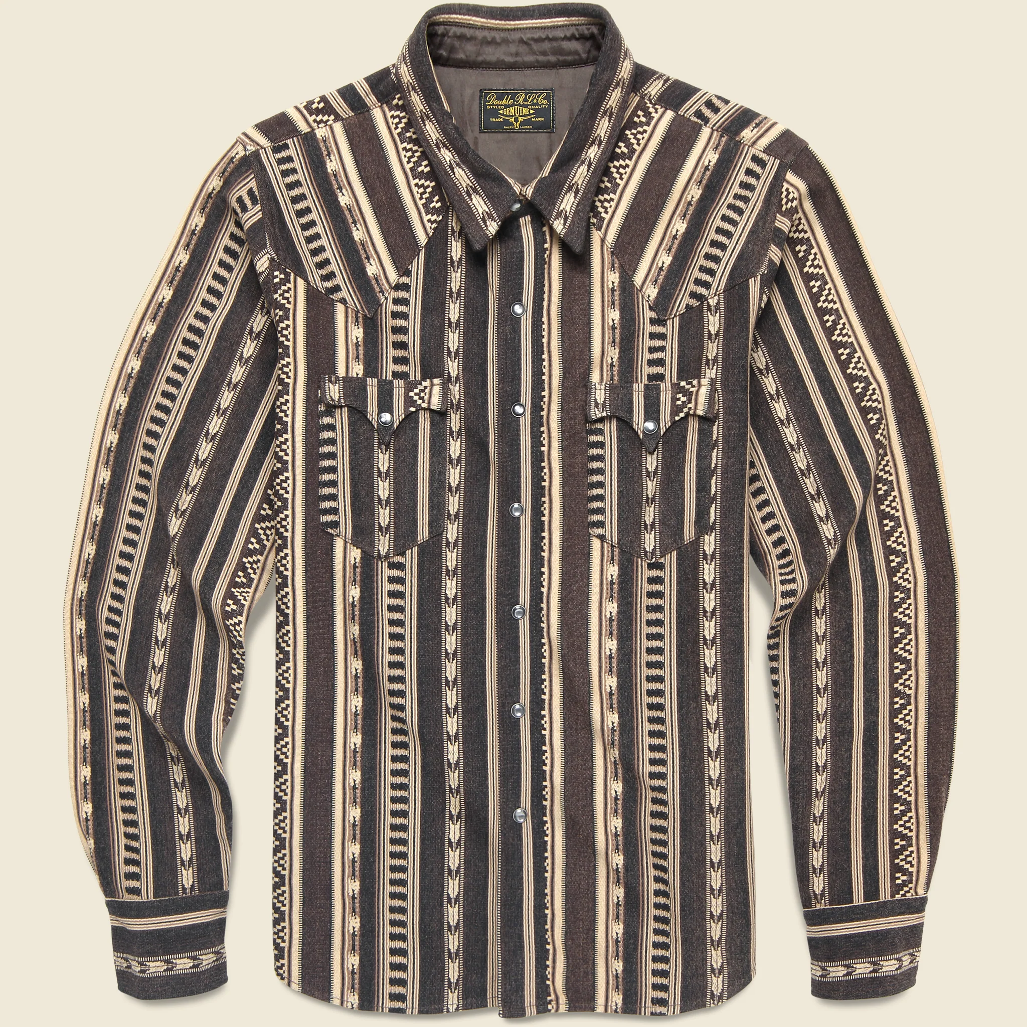 Slim Fit Jacquard Western Shirt - Brown