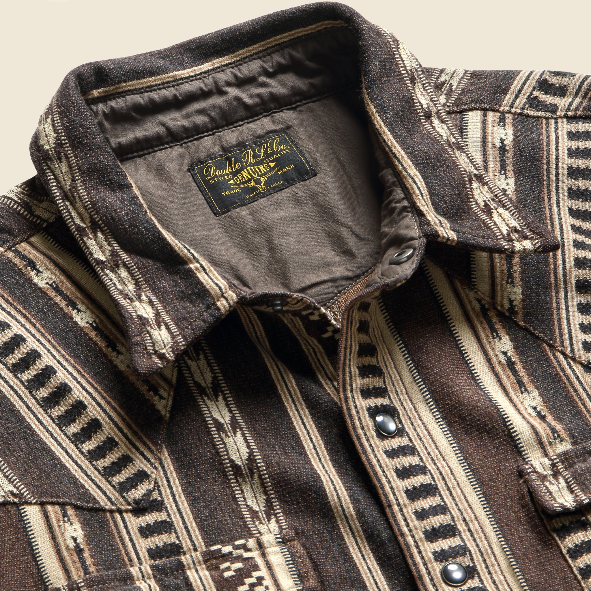 Slim Fit Jacquard Western Shirt - Brown - Image 3