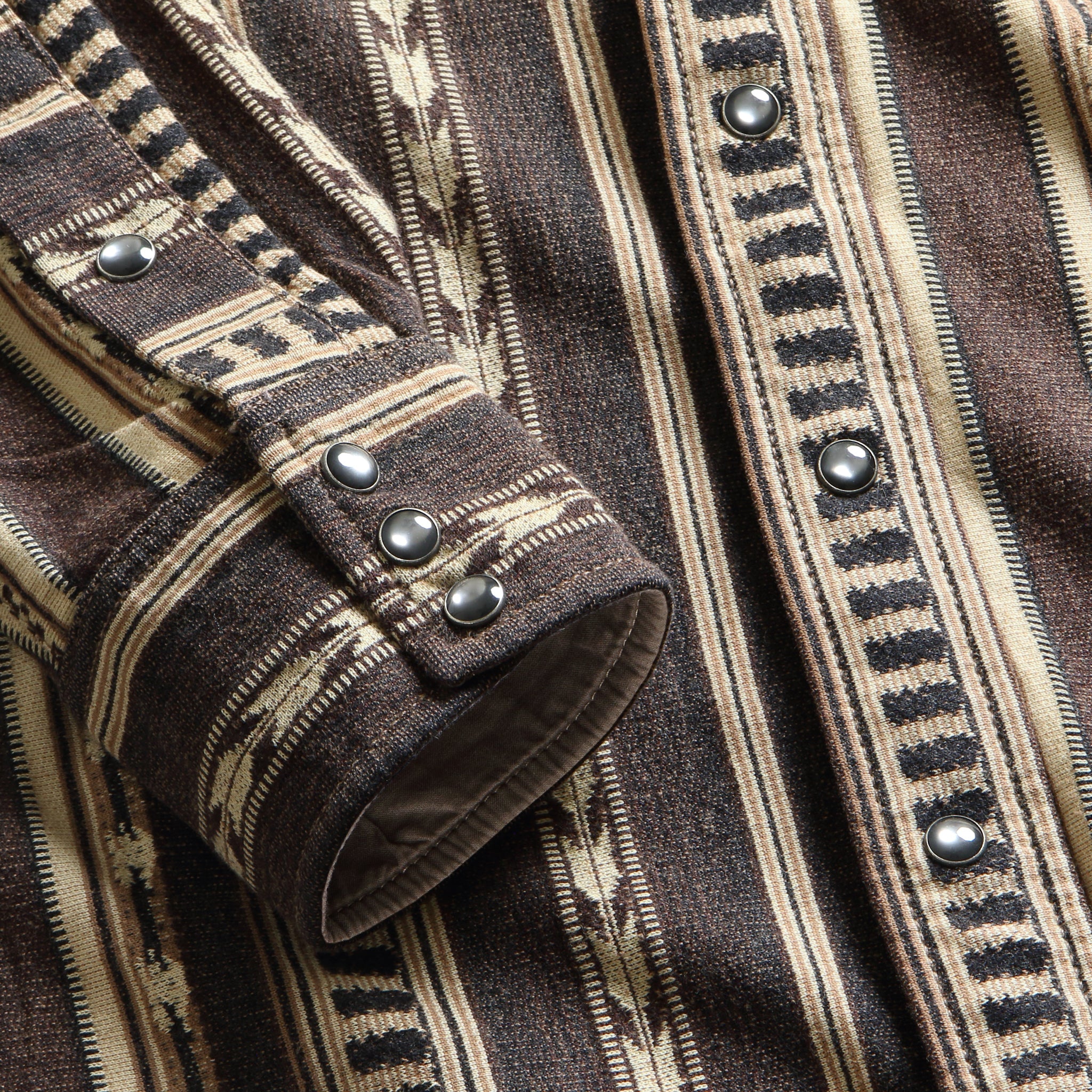 Slim Fit Jacquard Western Shirt - Brown - Image 4