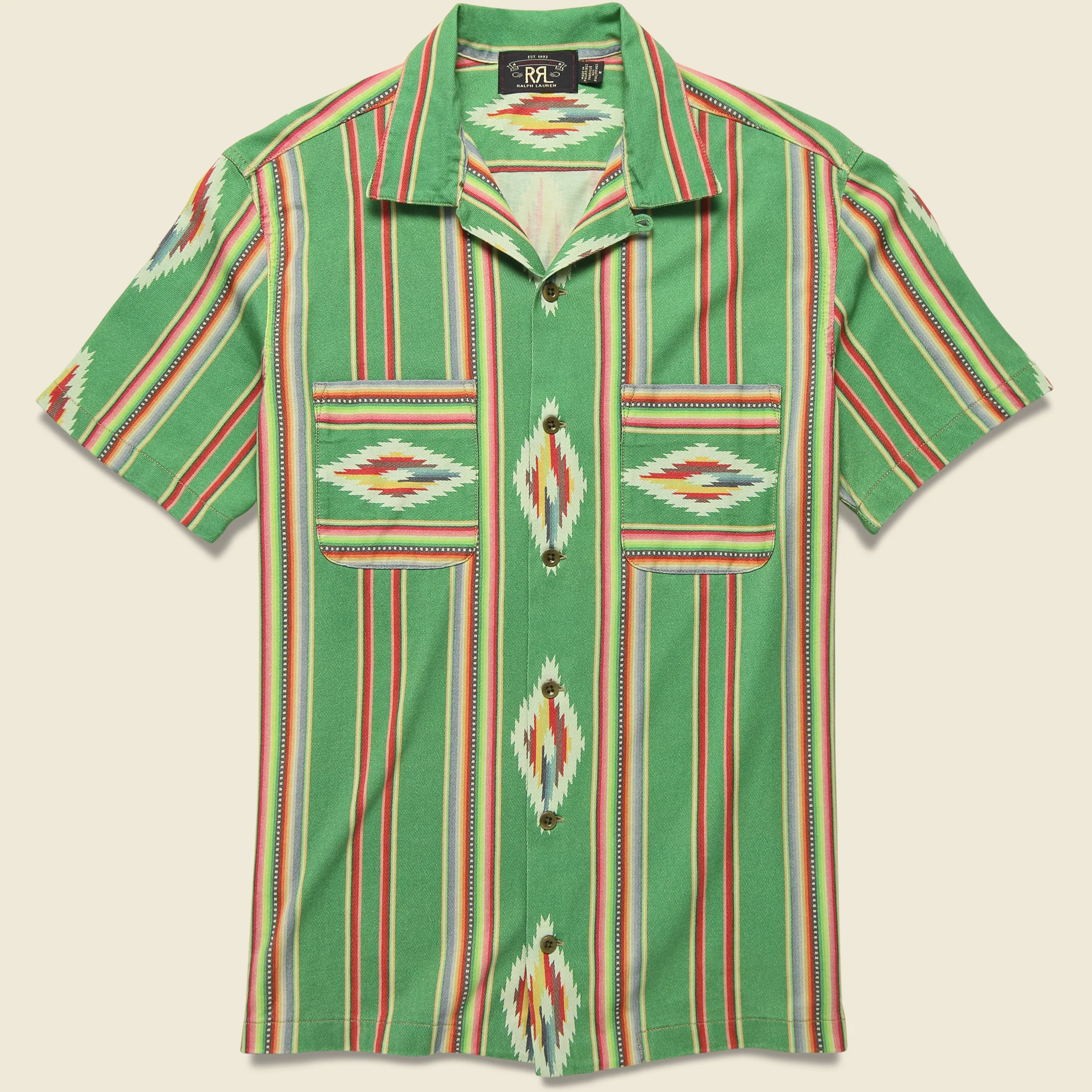 Durango Knit Camp Shirt - Green/Red/Cream/Multi