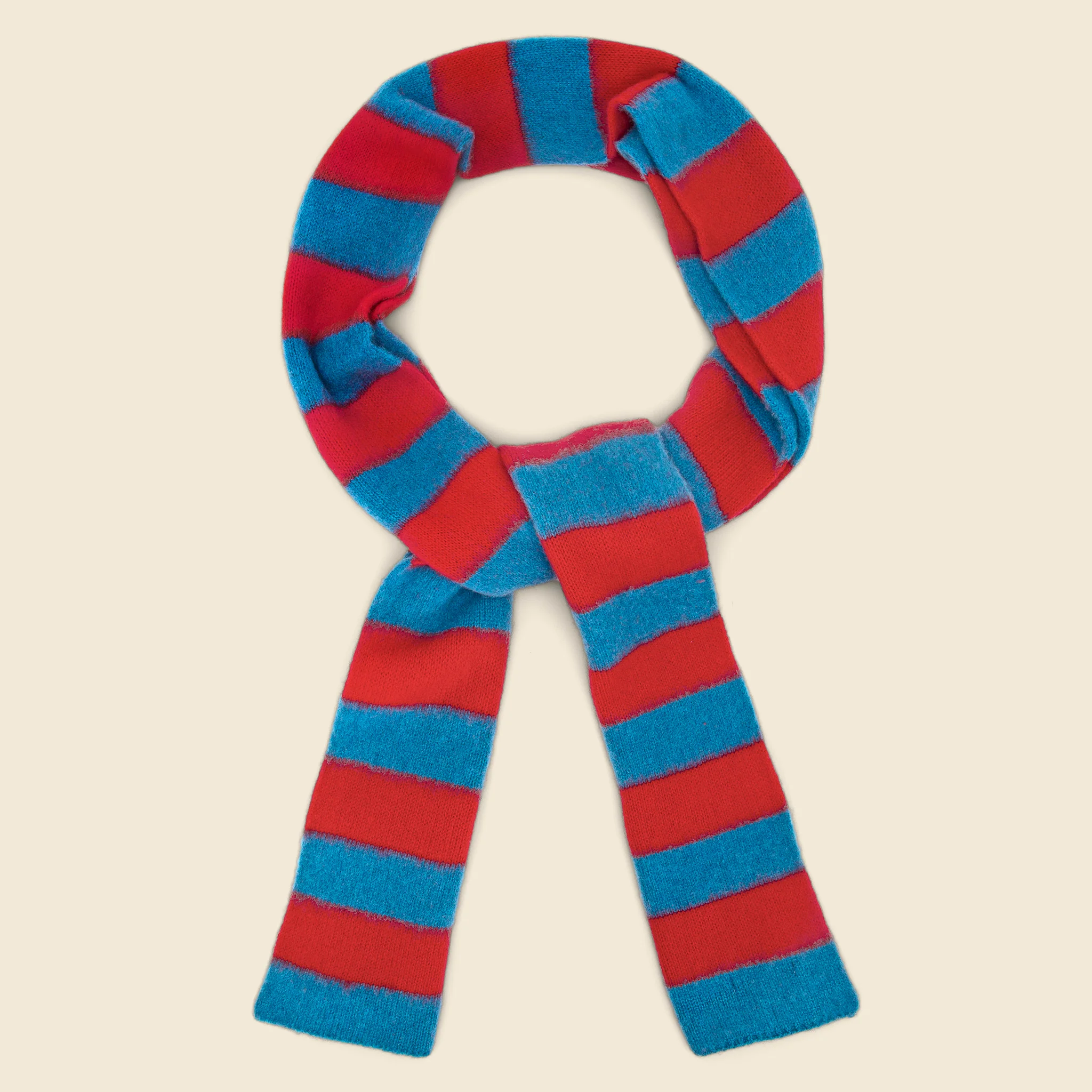 Brushed Stripe Lambswool Scarf - Fiji/Poppy