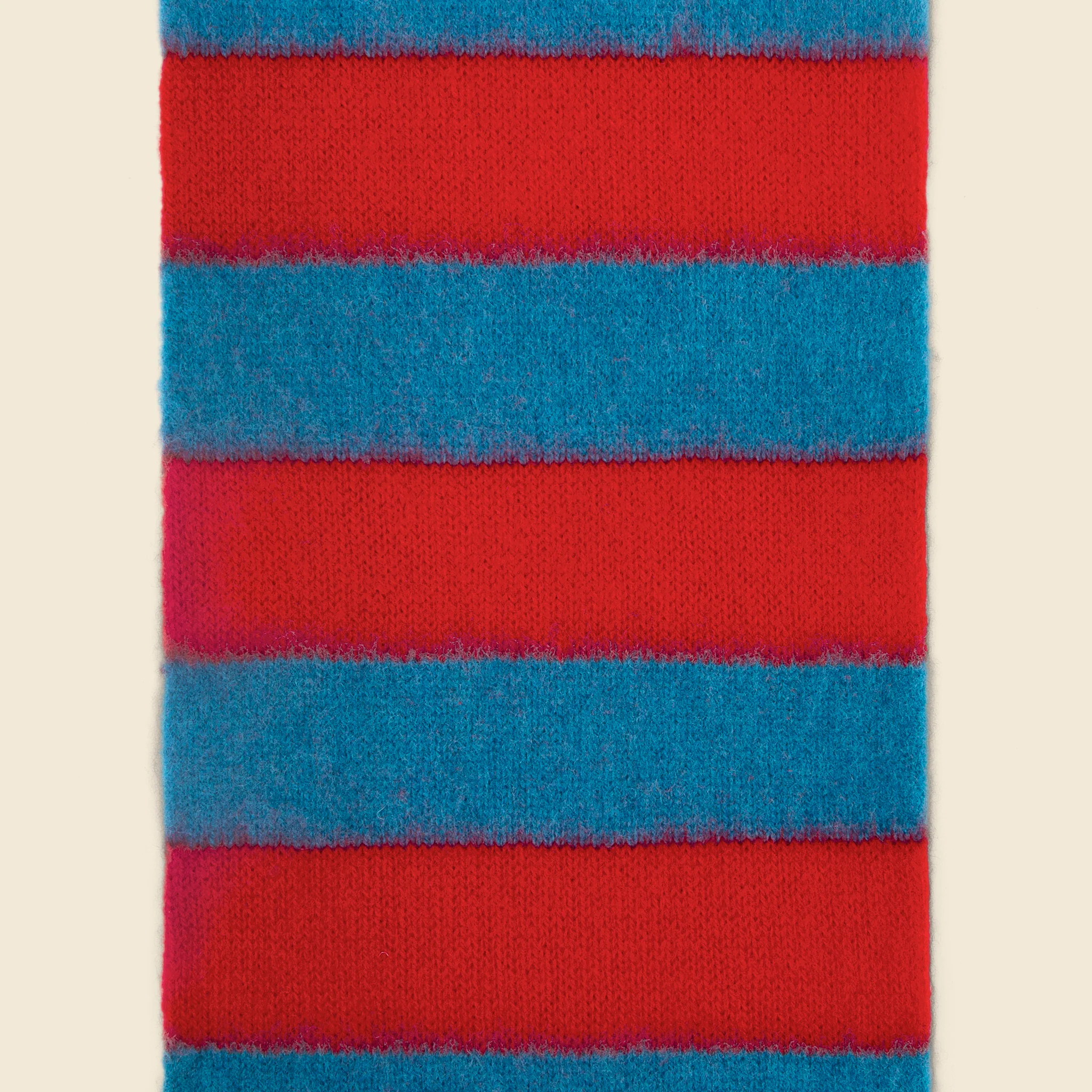 Brushed Stripe Lambswool Scarf - Fiji/Poppy - Image 2