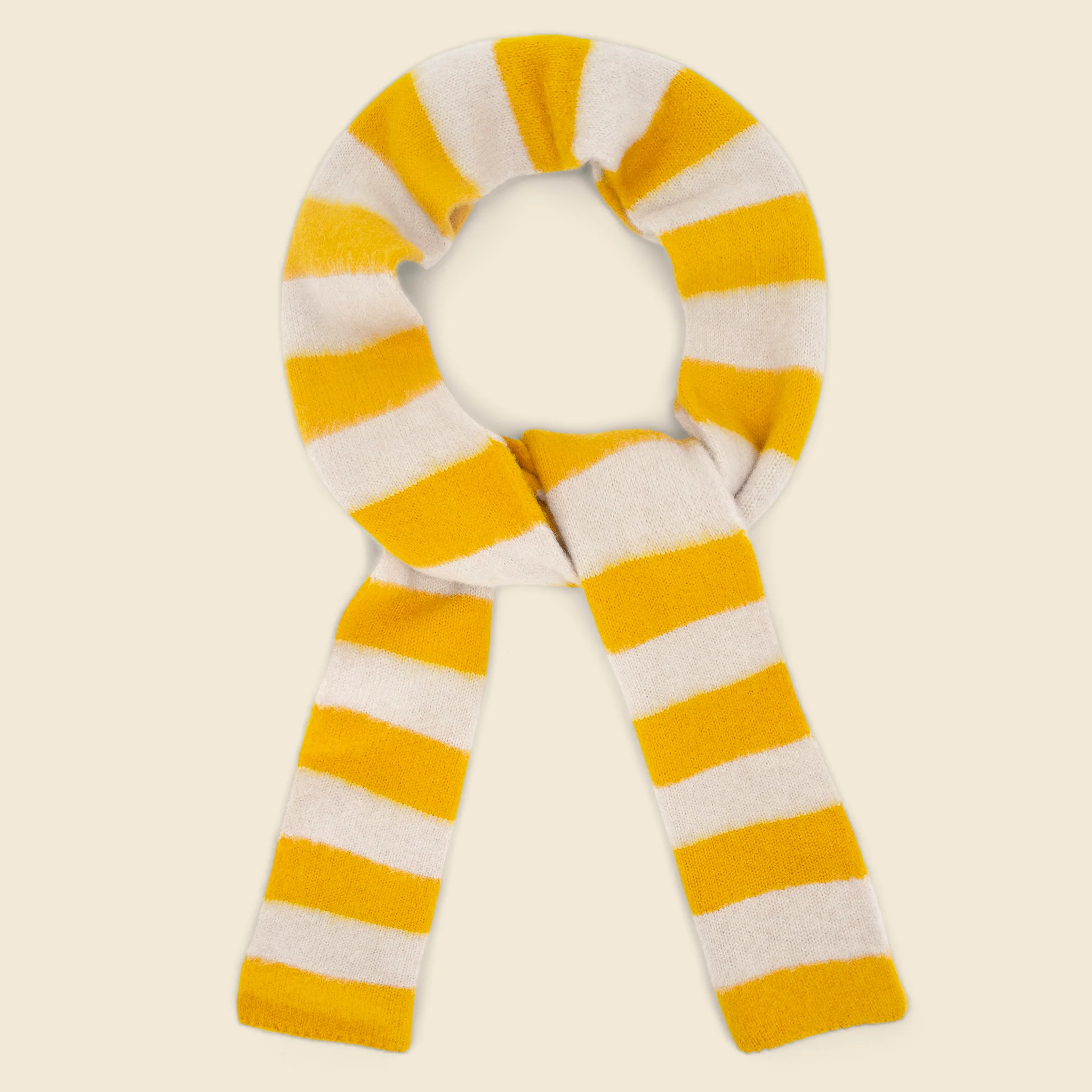 Brushed Stripe Lambswool Scarf - Golden Eye/Oatmeal