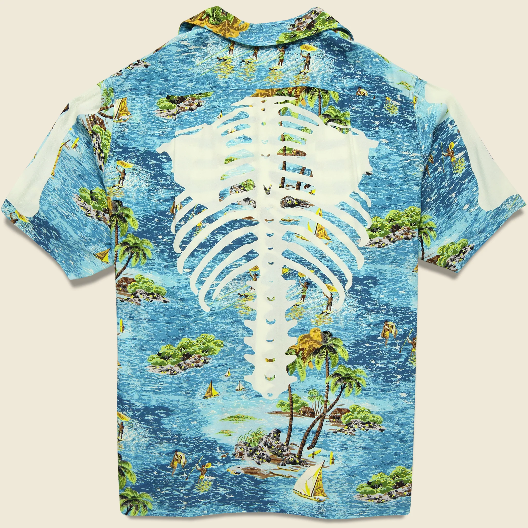 Kamekameha Bone Aloha Shirt - Blue - Image 2