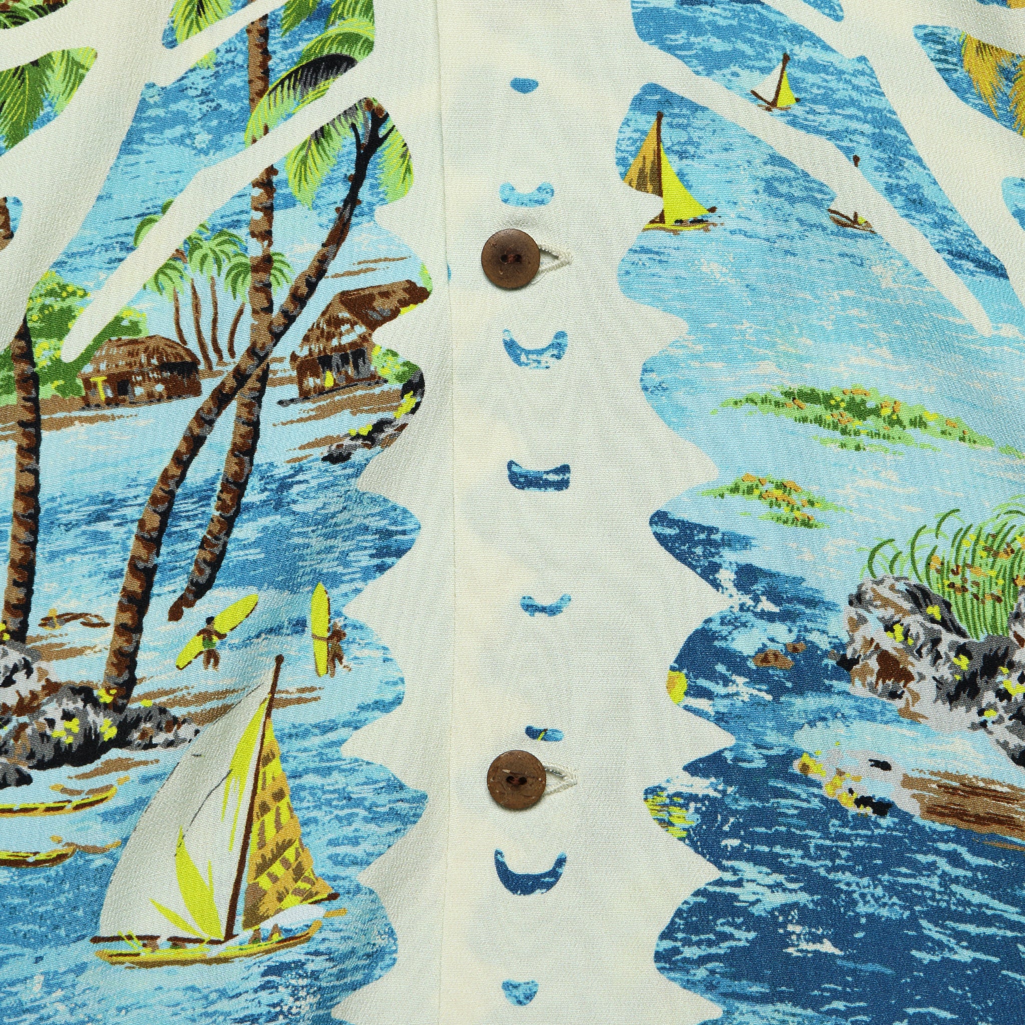 Kamekameha Bone Aloha Shirt - Blue - Image 3