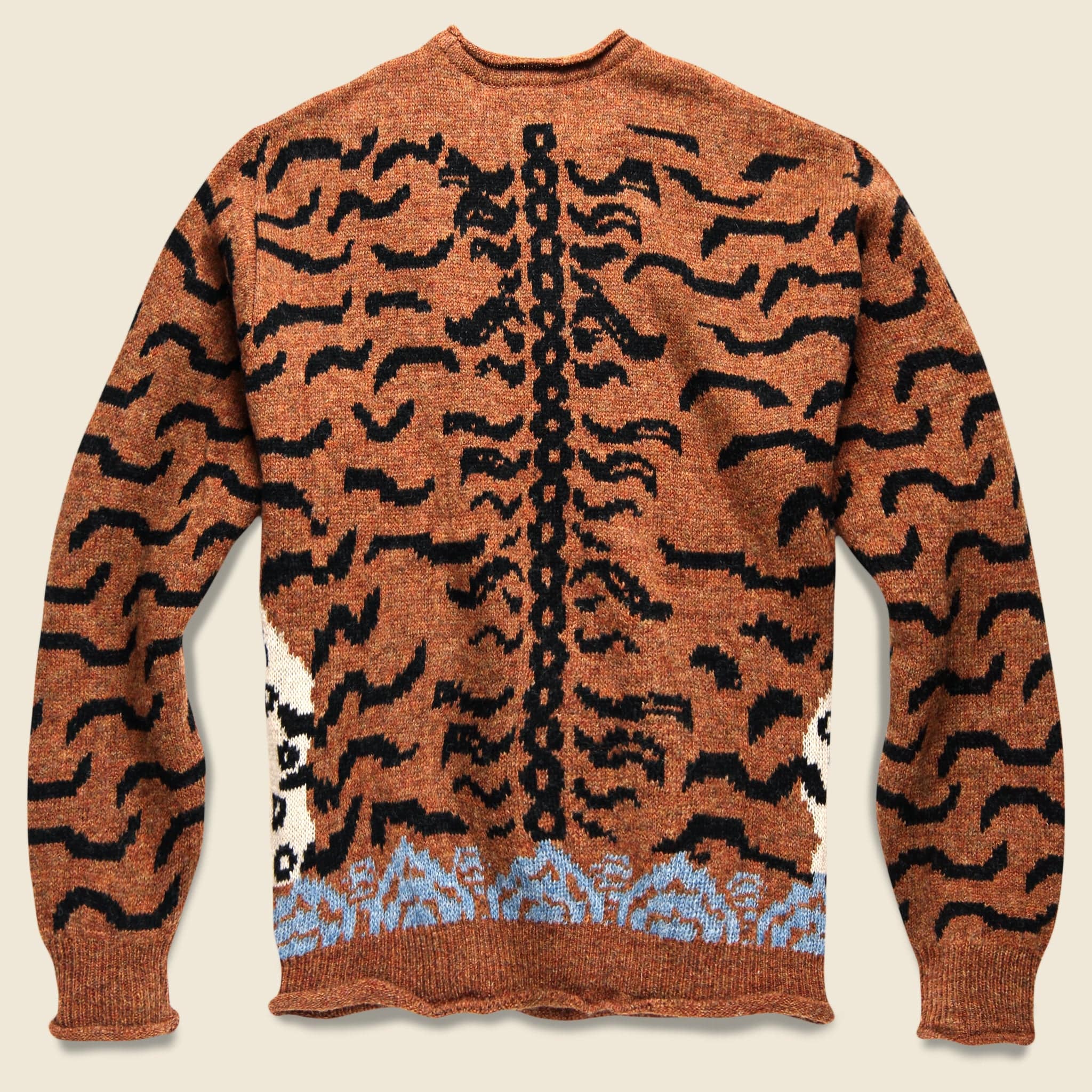 Wool Nepal Tiger Crewneck Sweater - Orange - Image 2