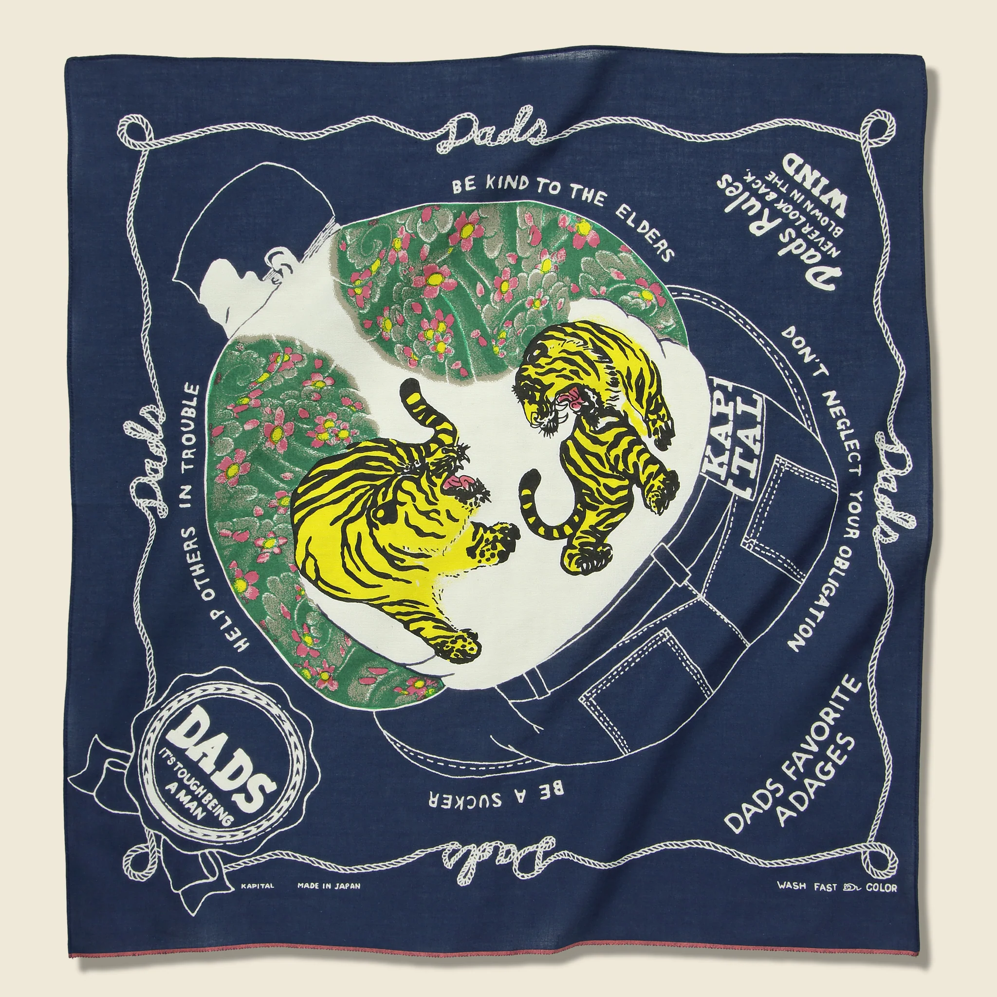 Colorful Dad Selvedge Bandana - Navy