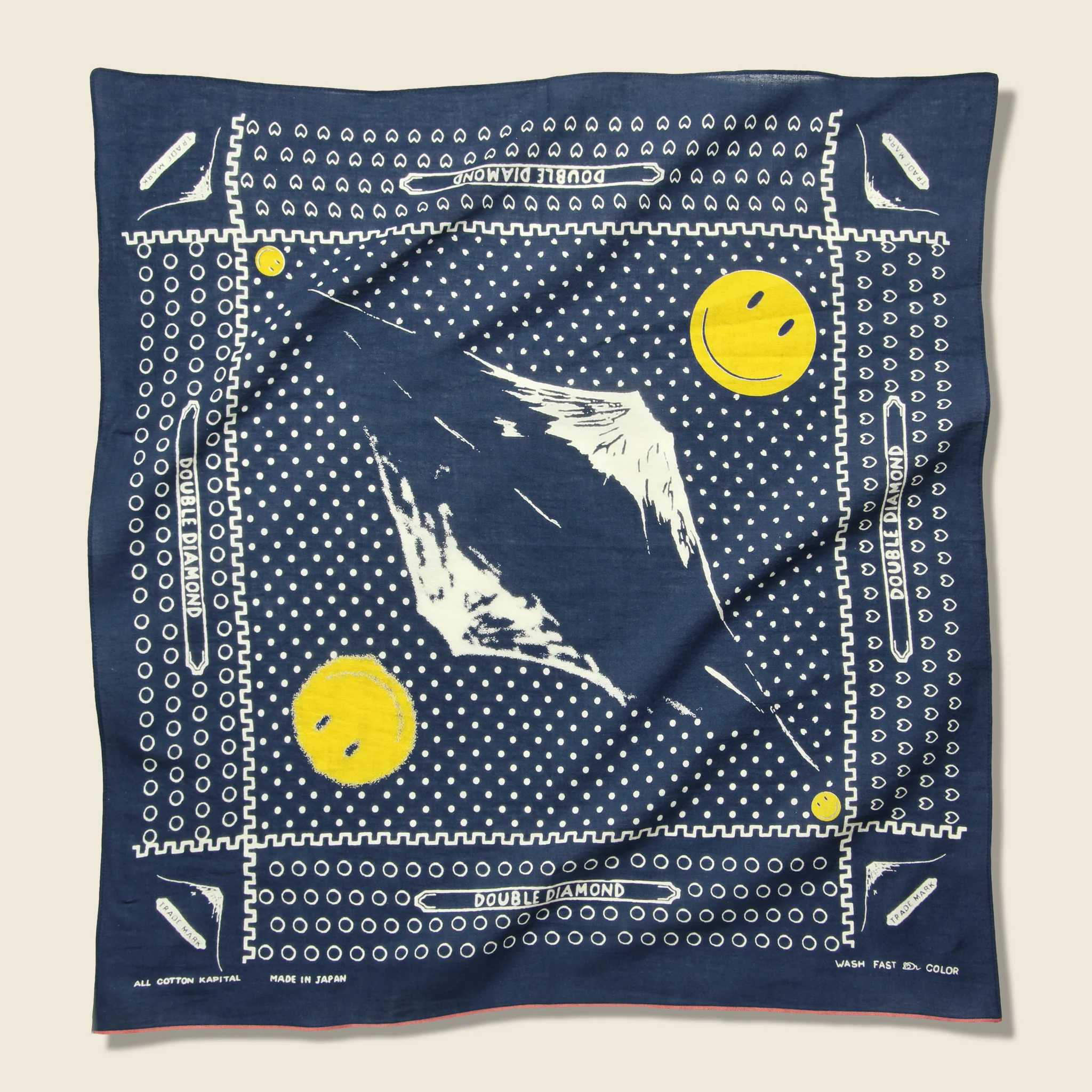 Fastcolor Selvedge Fuji Smile Bandana - Navy