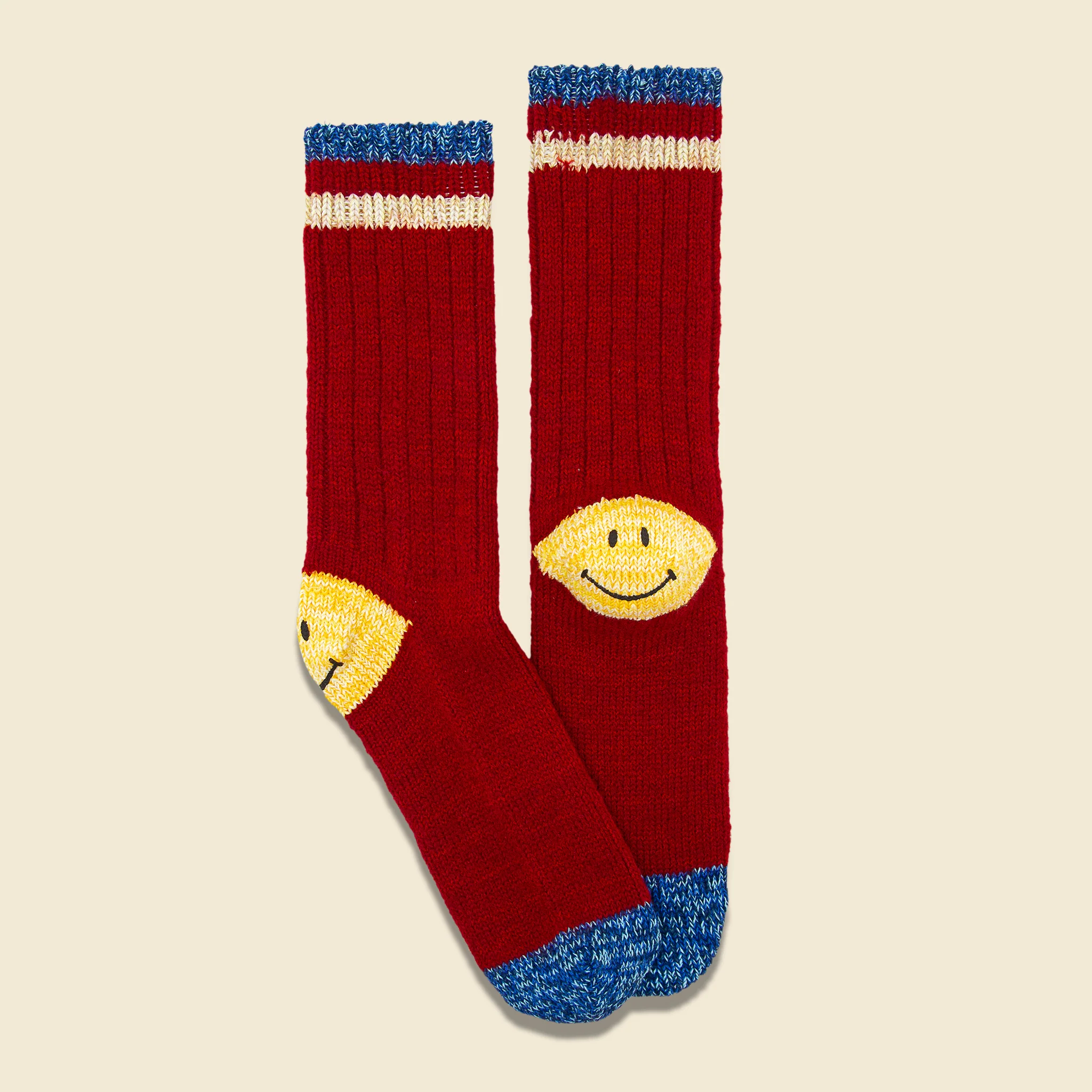 Ivy Smiley 72 Yarns Wool Socks - Red