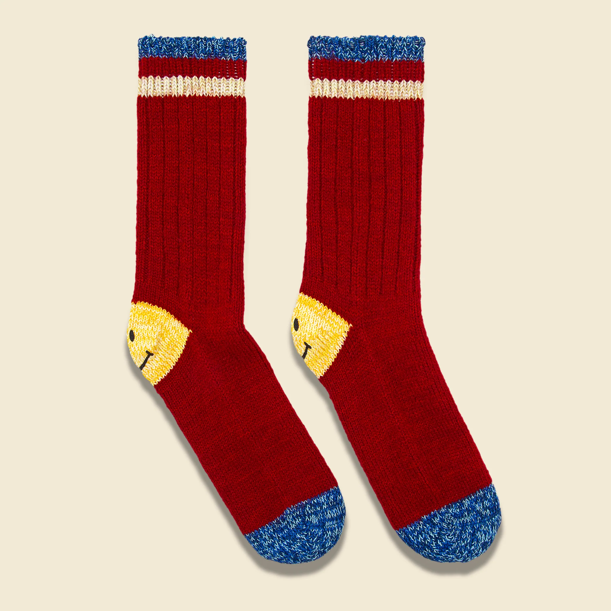 Ivy Smiley 72 Yarns Wool Socks - Red - Image 3