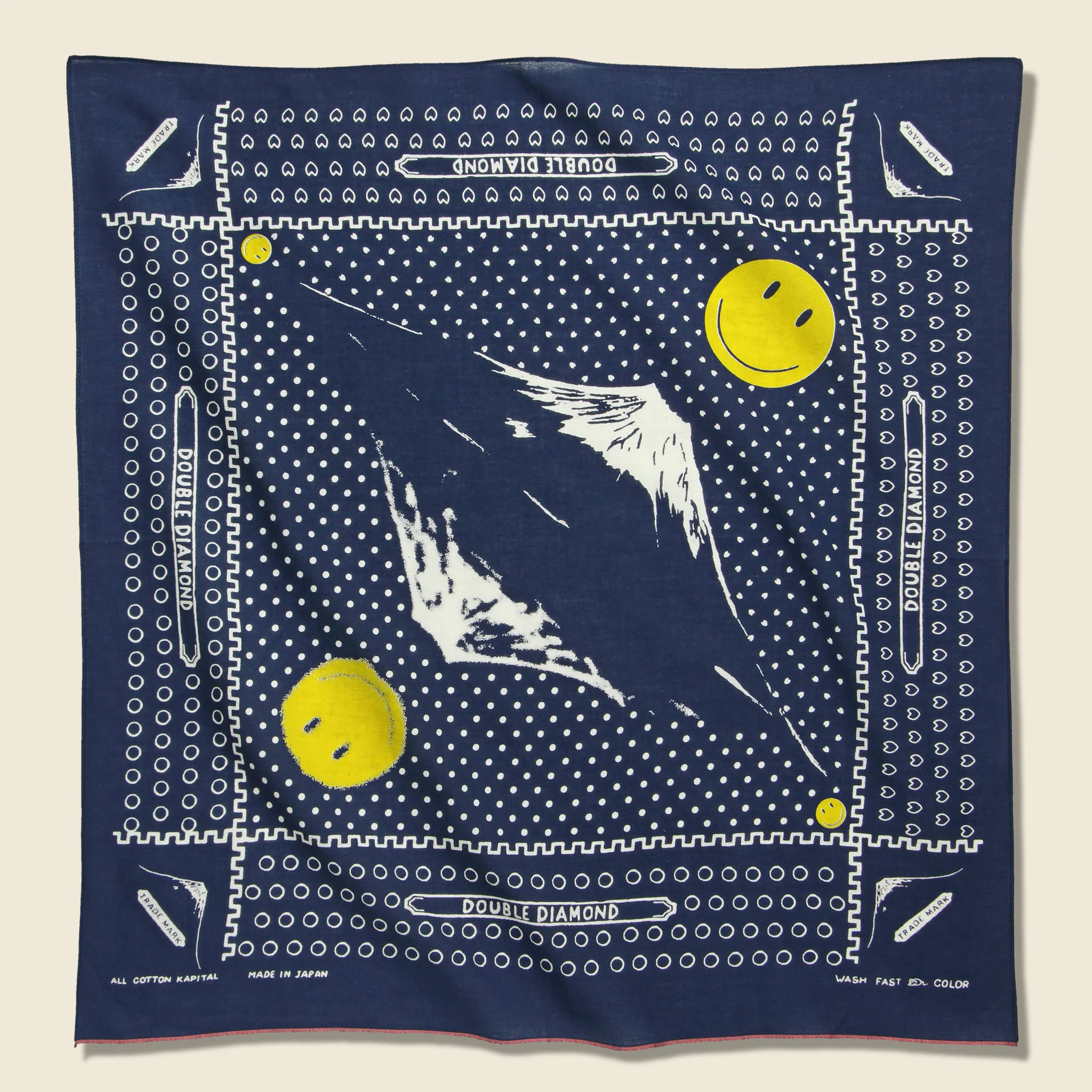 Mirrored Fuji Smile Selvedge Bandana - Navy