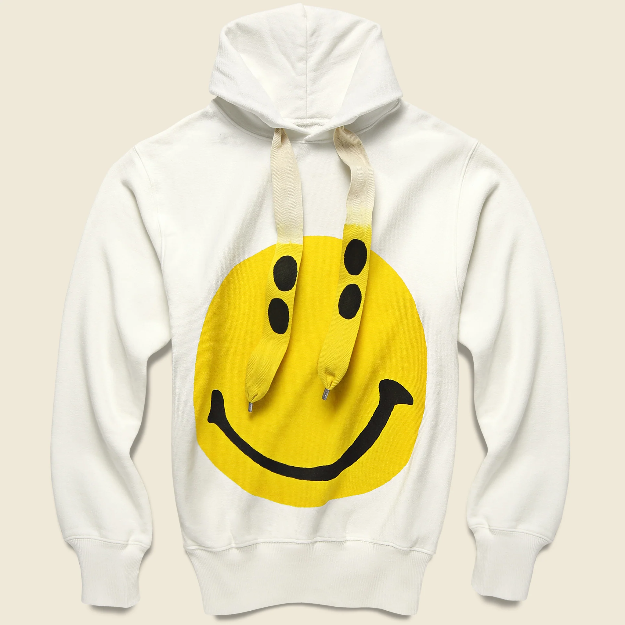 Rain Smile Fleece Knit Hoodie - White - Image 2