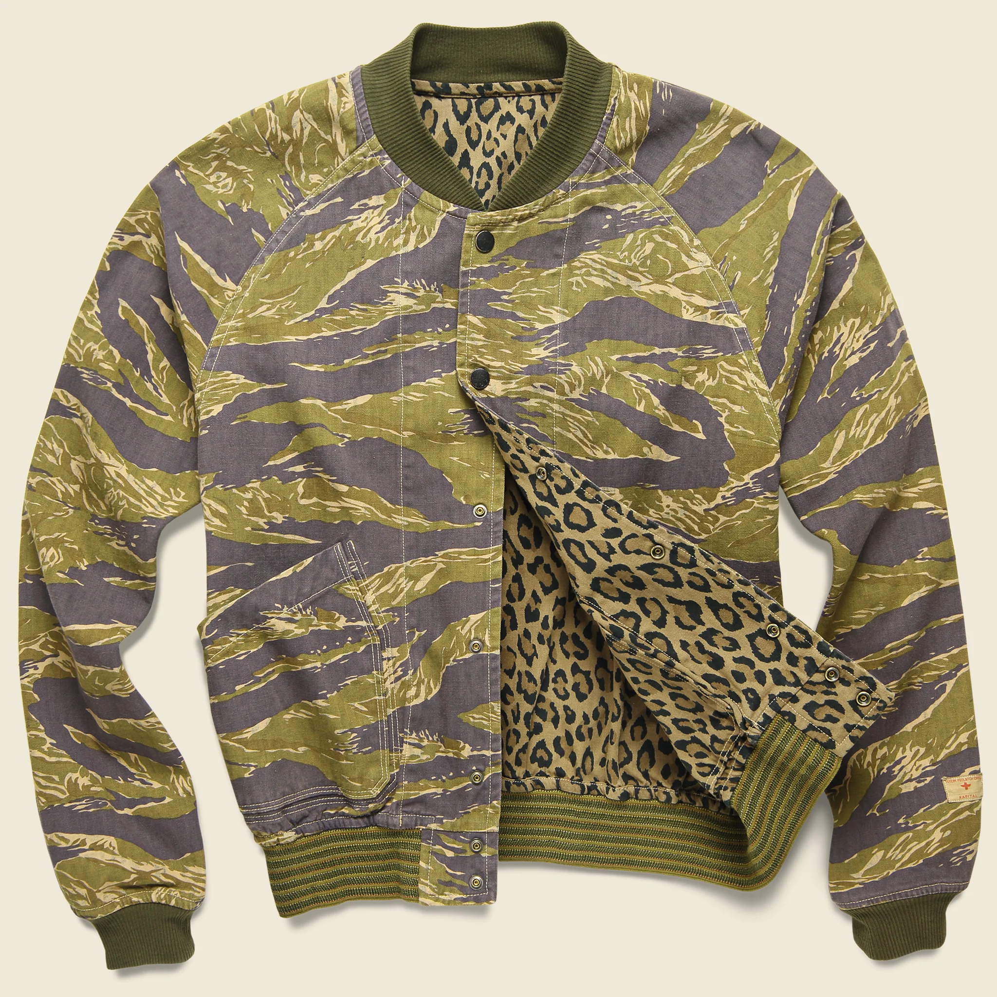 Reversible Tiger Camo & Leopard Blouson - Olive