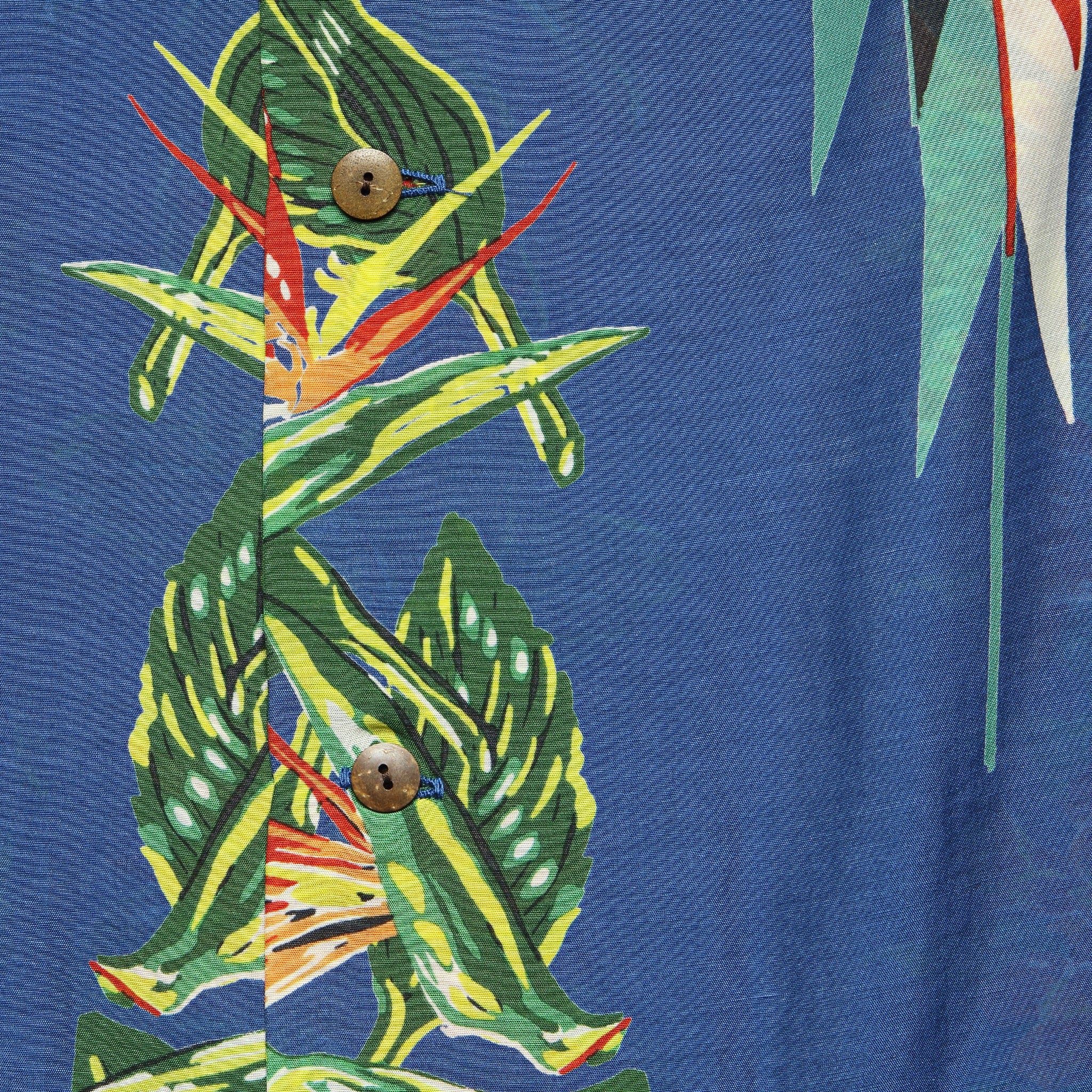 Silk/Rayon Hibiscus Ortega Aloha Shirt - Blue - Image 3