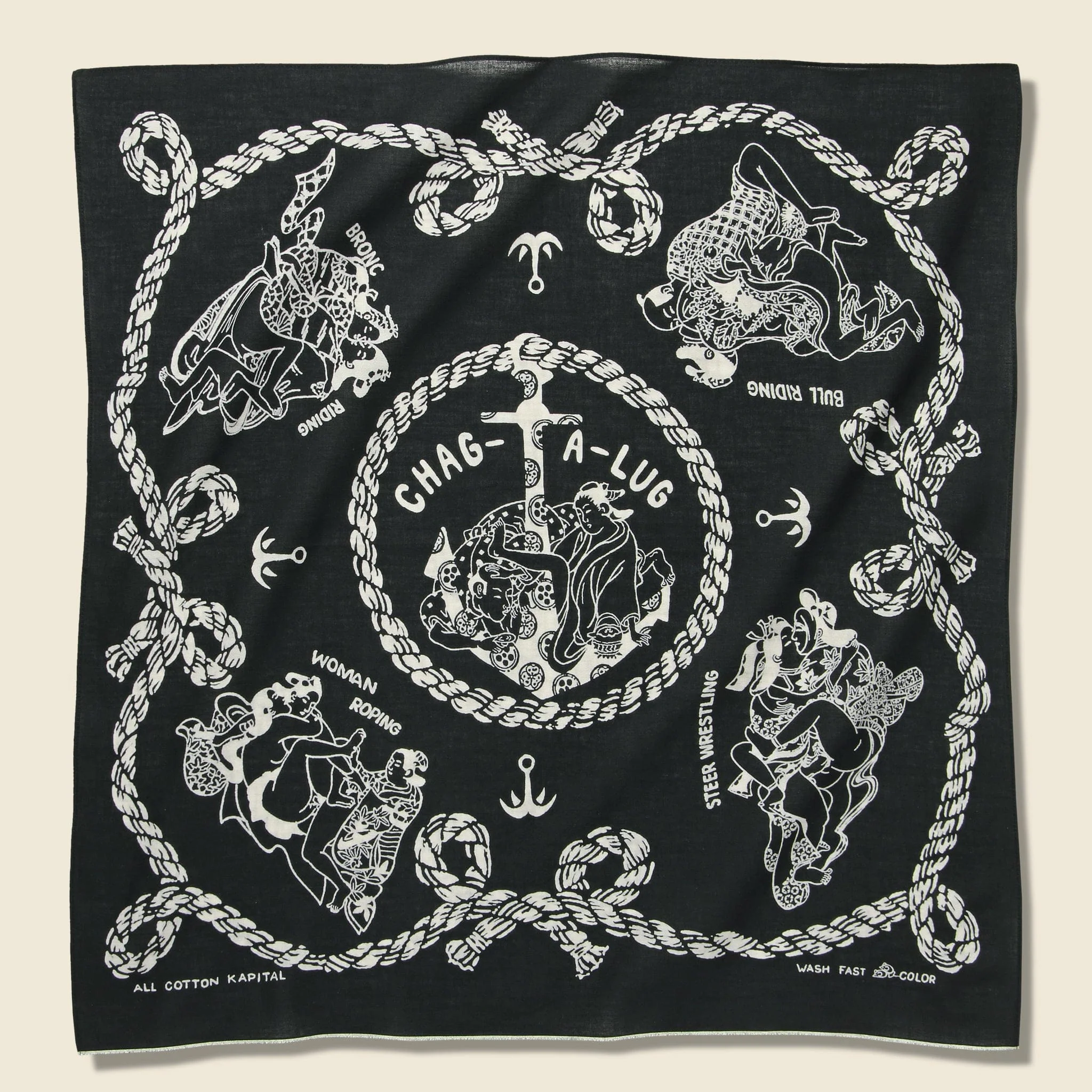 Sneak Anchor Selvedge Bandana - Black