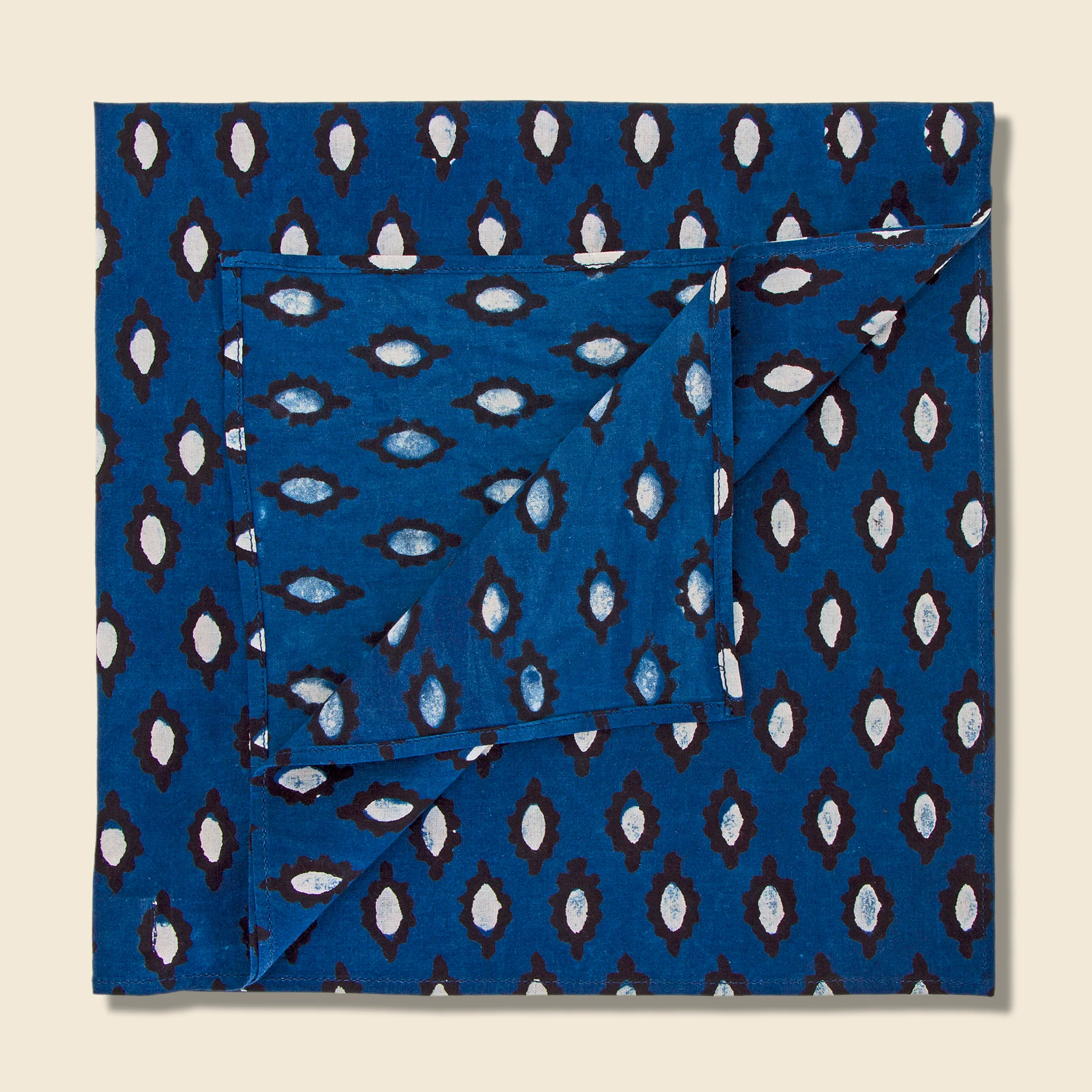 Diamond Block Print Bandana - Blue/Black - Image 2