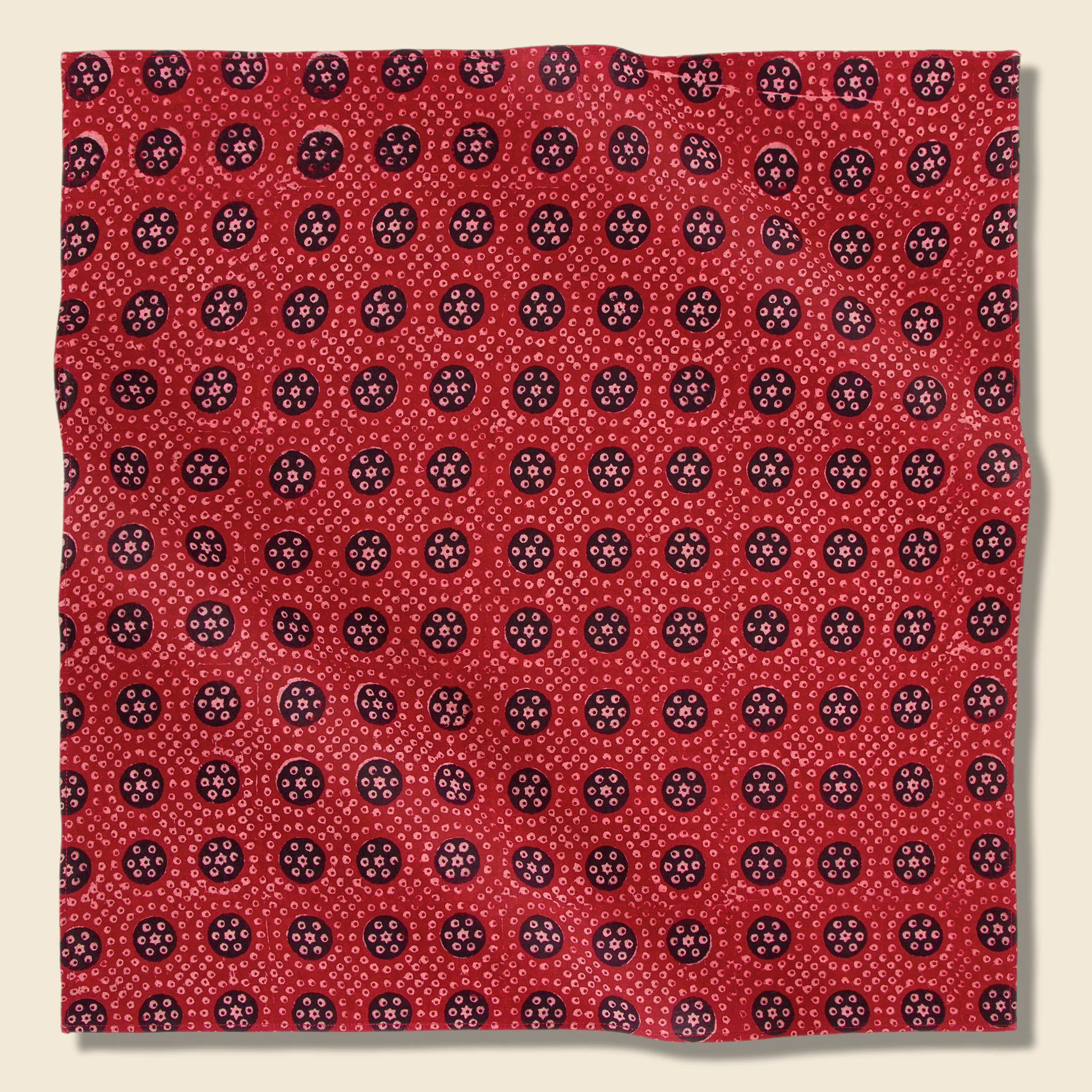 Mosiac Block Print Bandana - Red/Navy