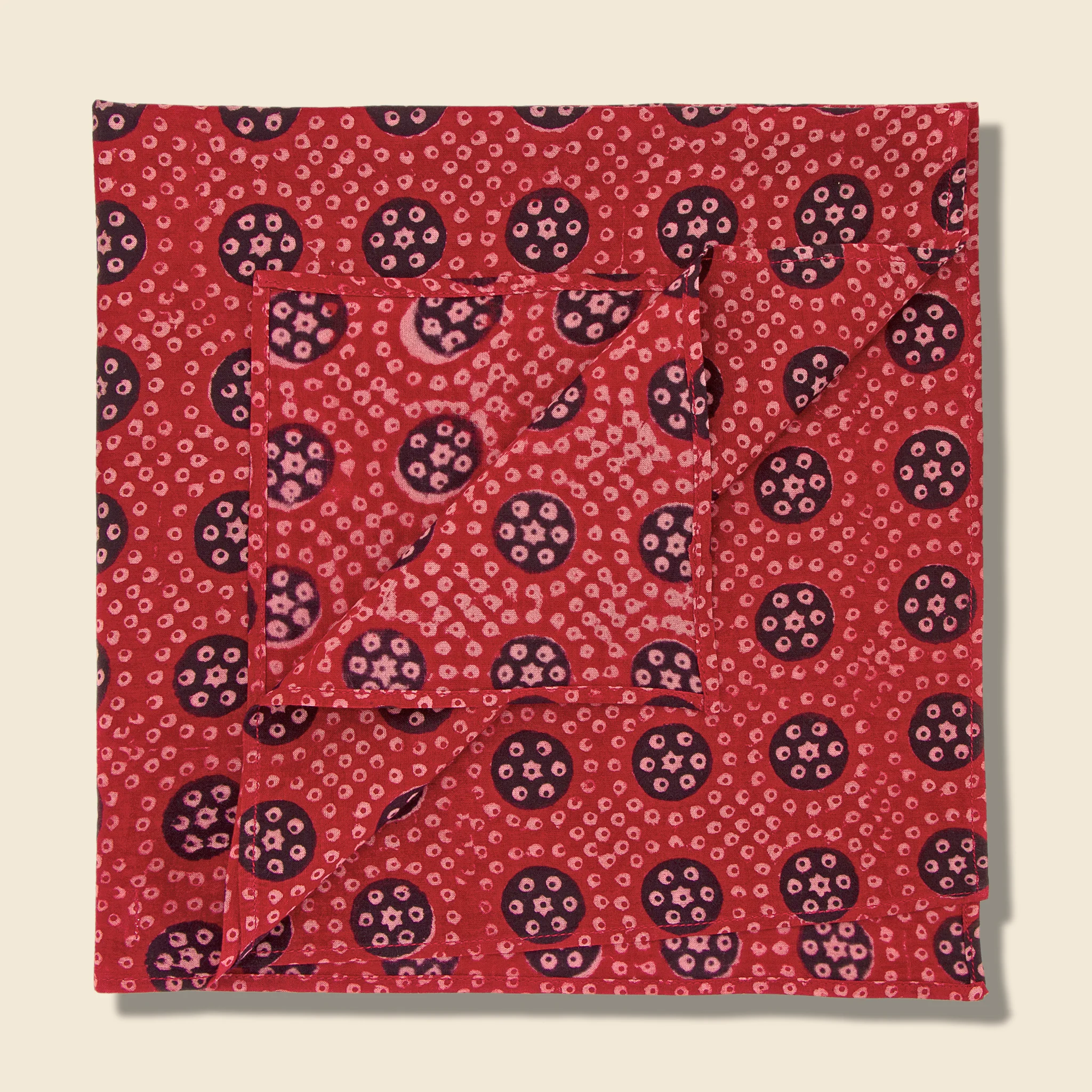 Mosiac Block Print Bandana - Red/Navy - Image 2