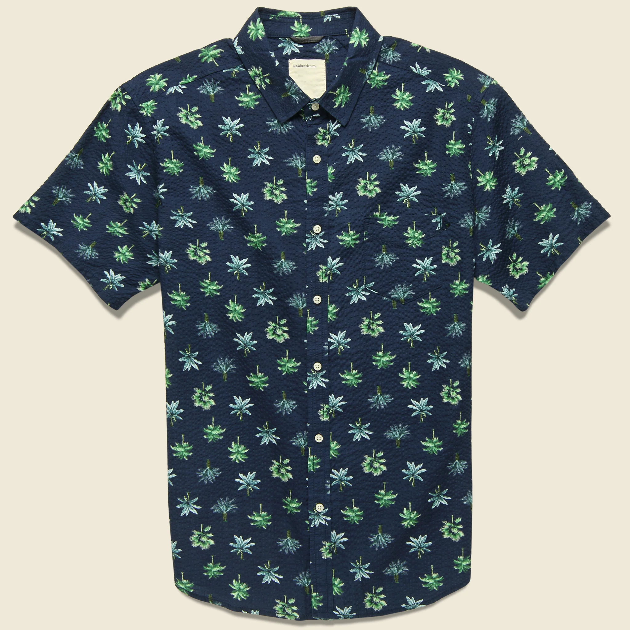 Rainforest Seersucker Shirt - Ocean Blue