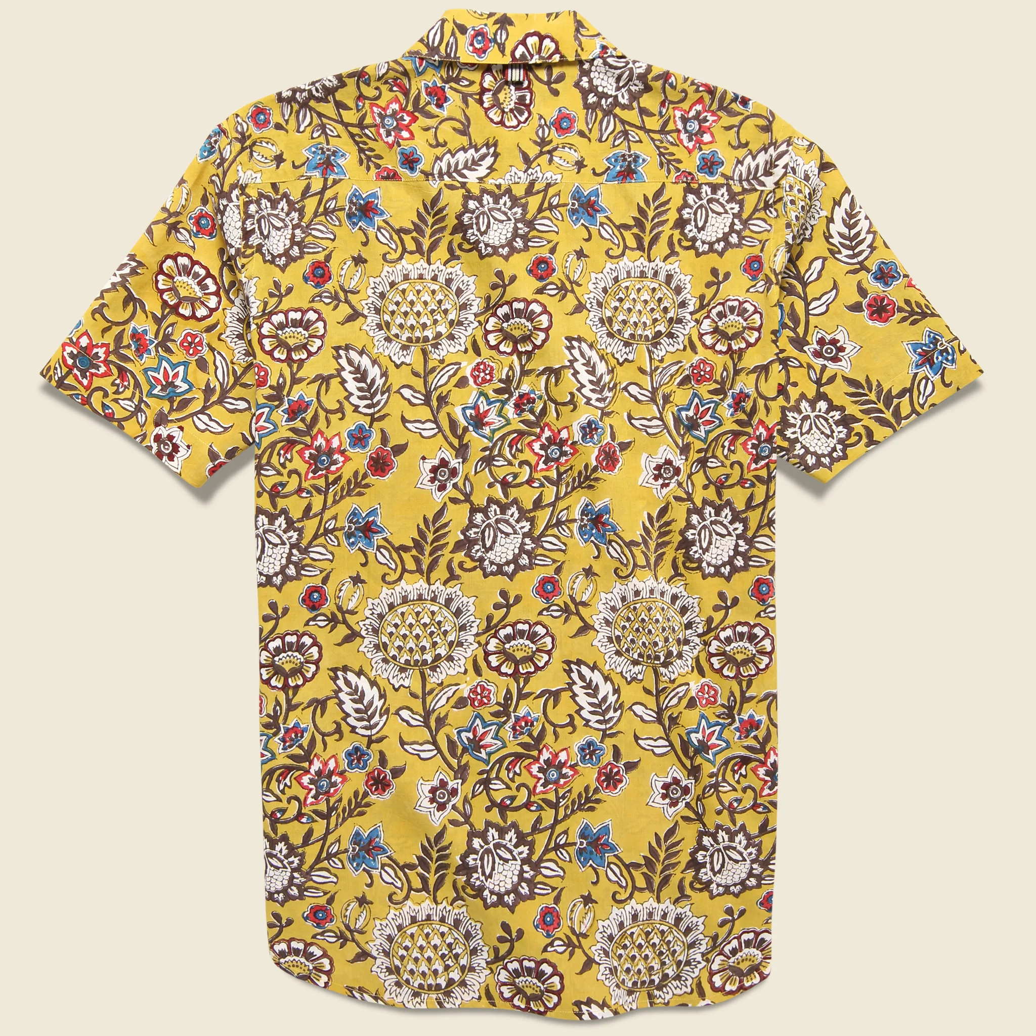 Lamar Block Print Floral Shirt - Yellow - Image 2