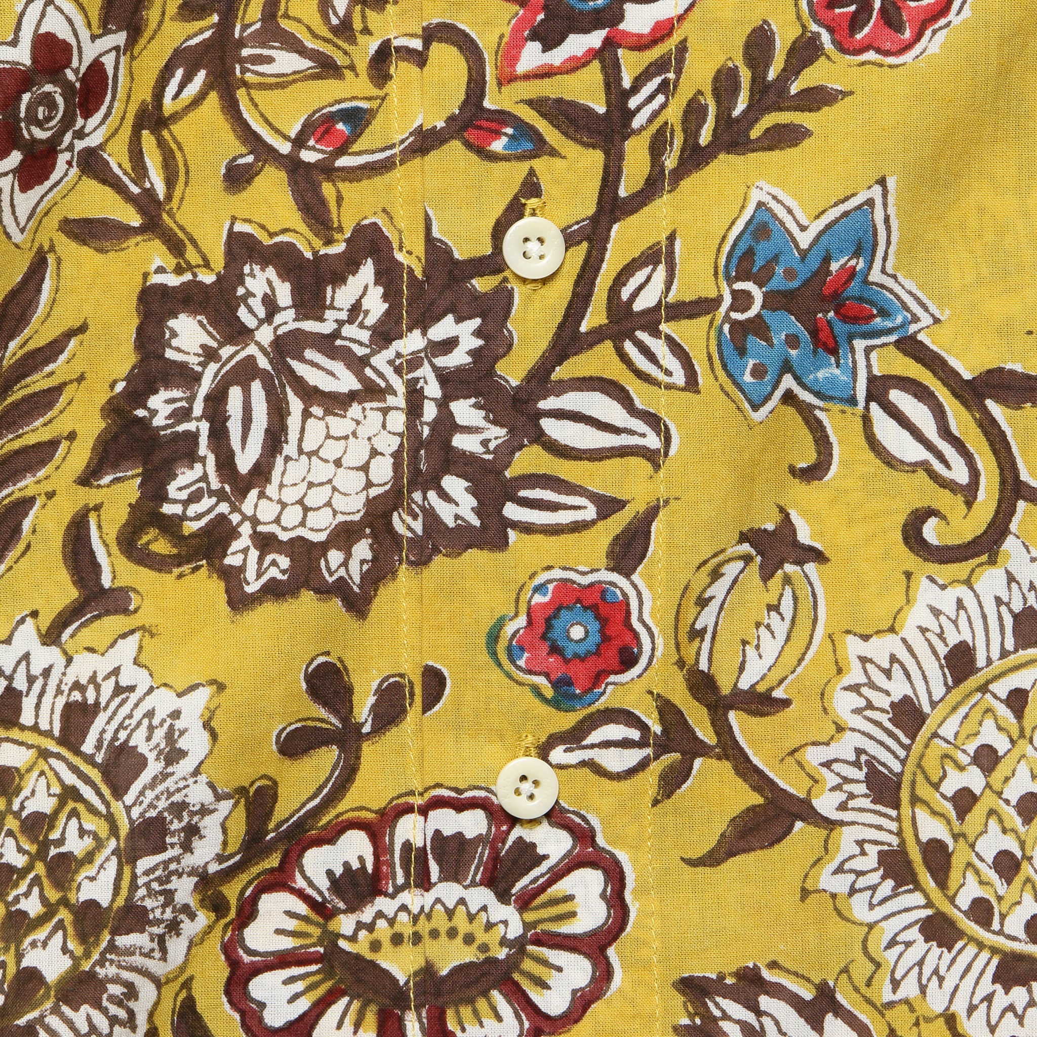 Lamar Block Print Floral Shirt - Yellow - Image 3