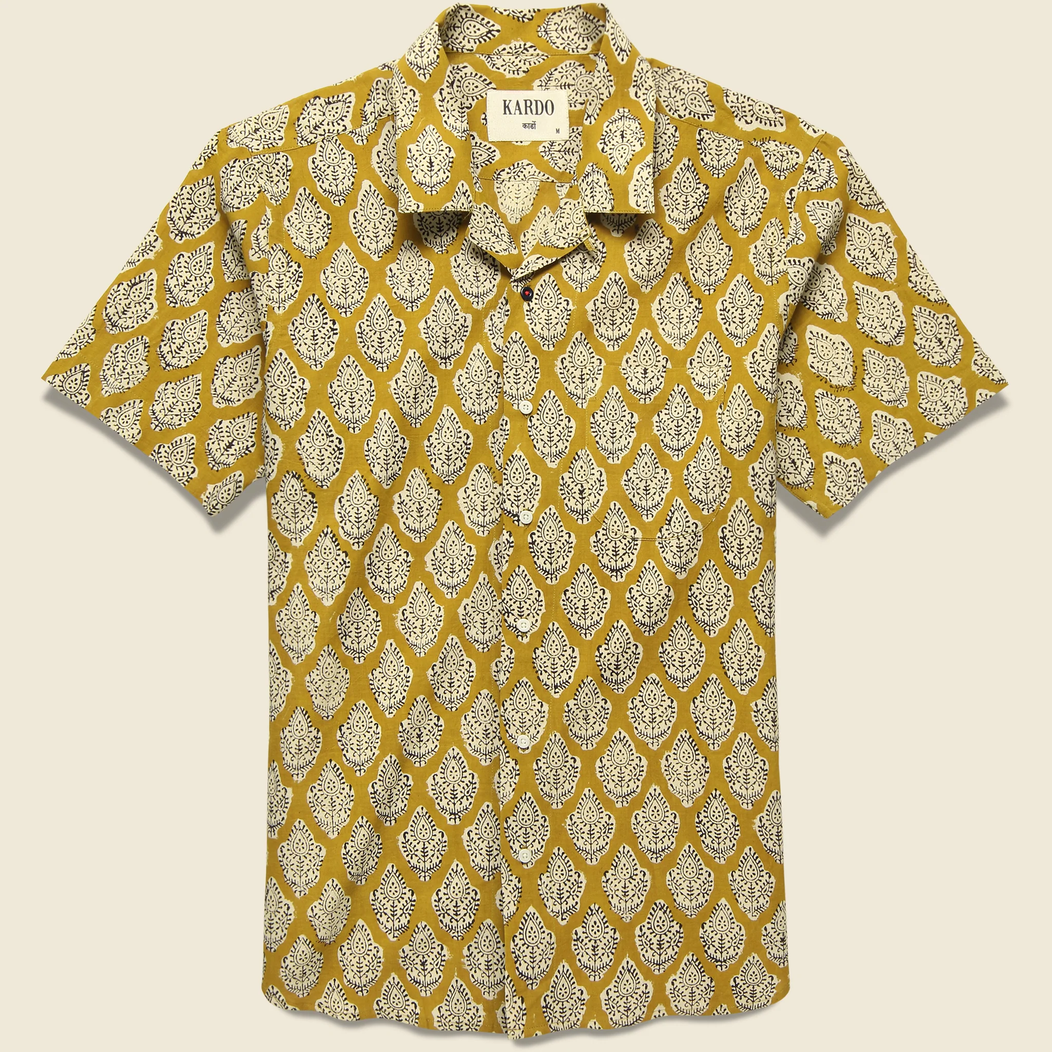 Lamar Block Print Paisley Shirt - Gold/Black