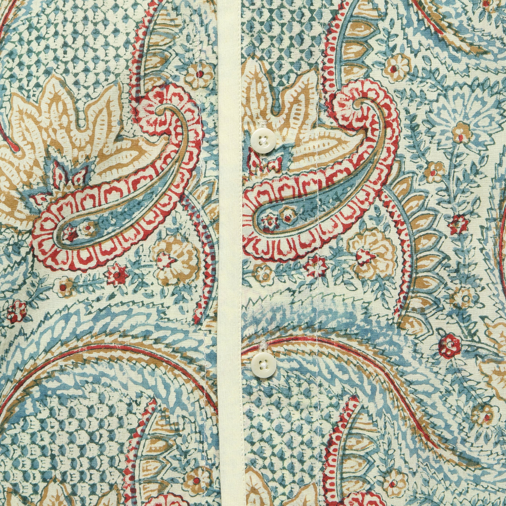 Lamar Block Print Paisley Shirt - Light Blue/Red - Image 3