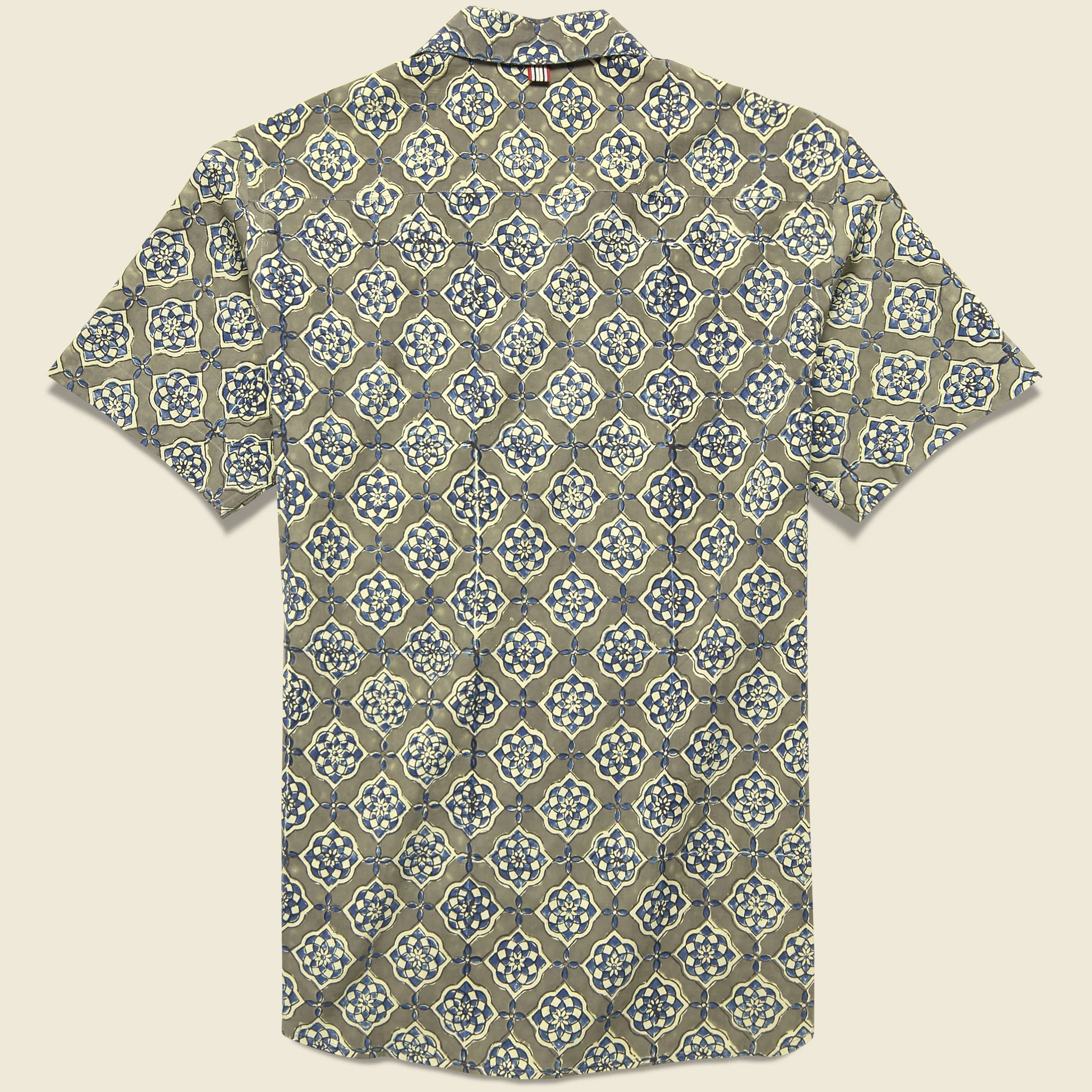 Lamar Block Print Tile Shirt - Grey/Blue - Image 2
