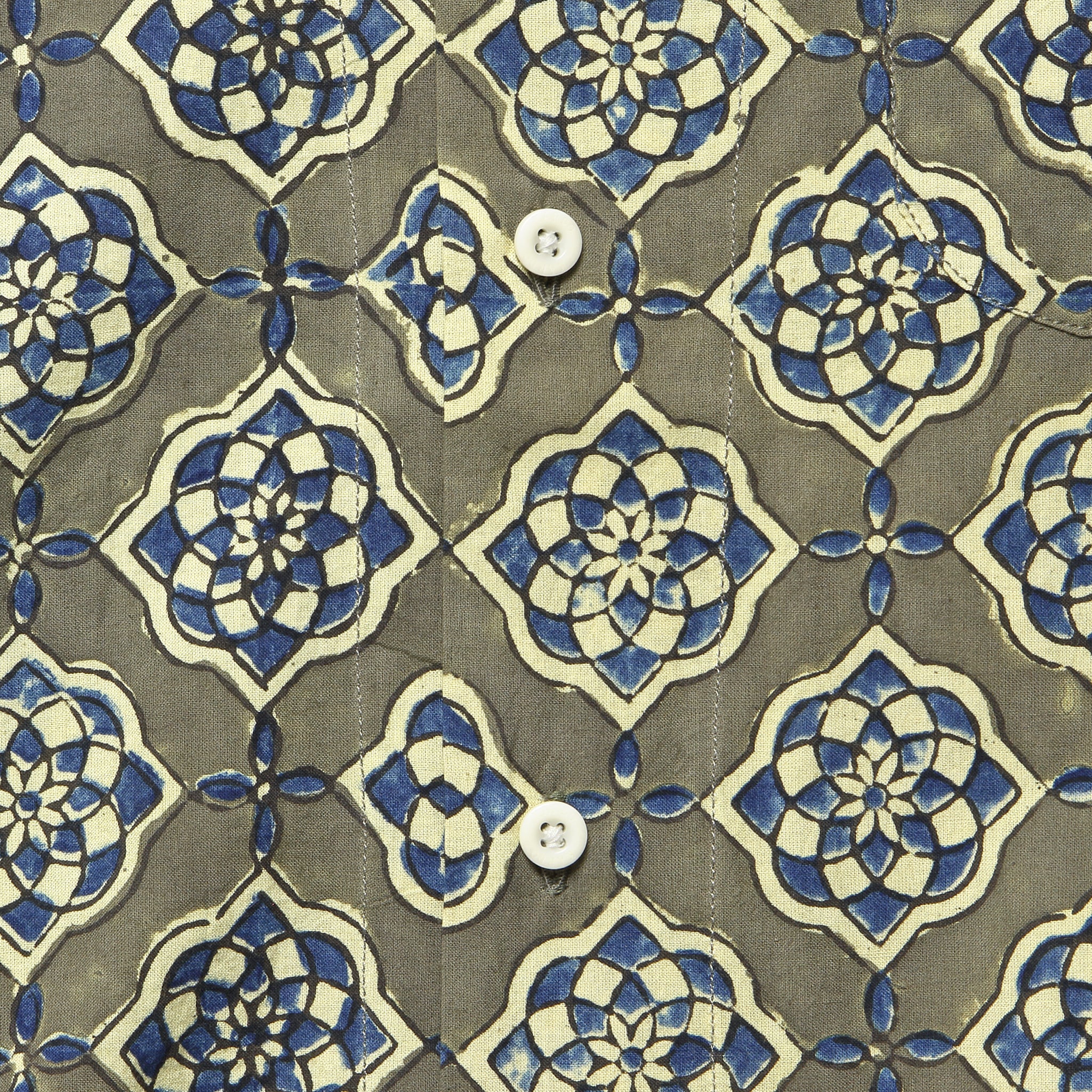 Lamar Block Print Tile Shirt - Grey/Blue - Image 3