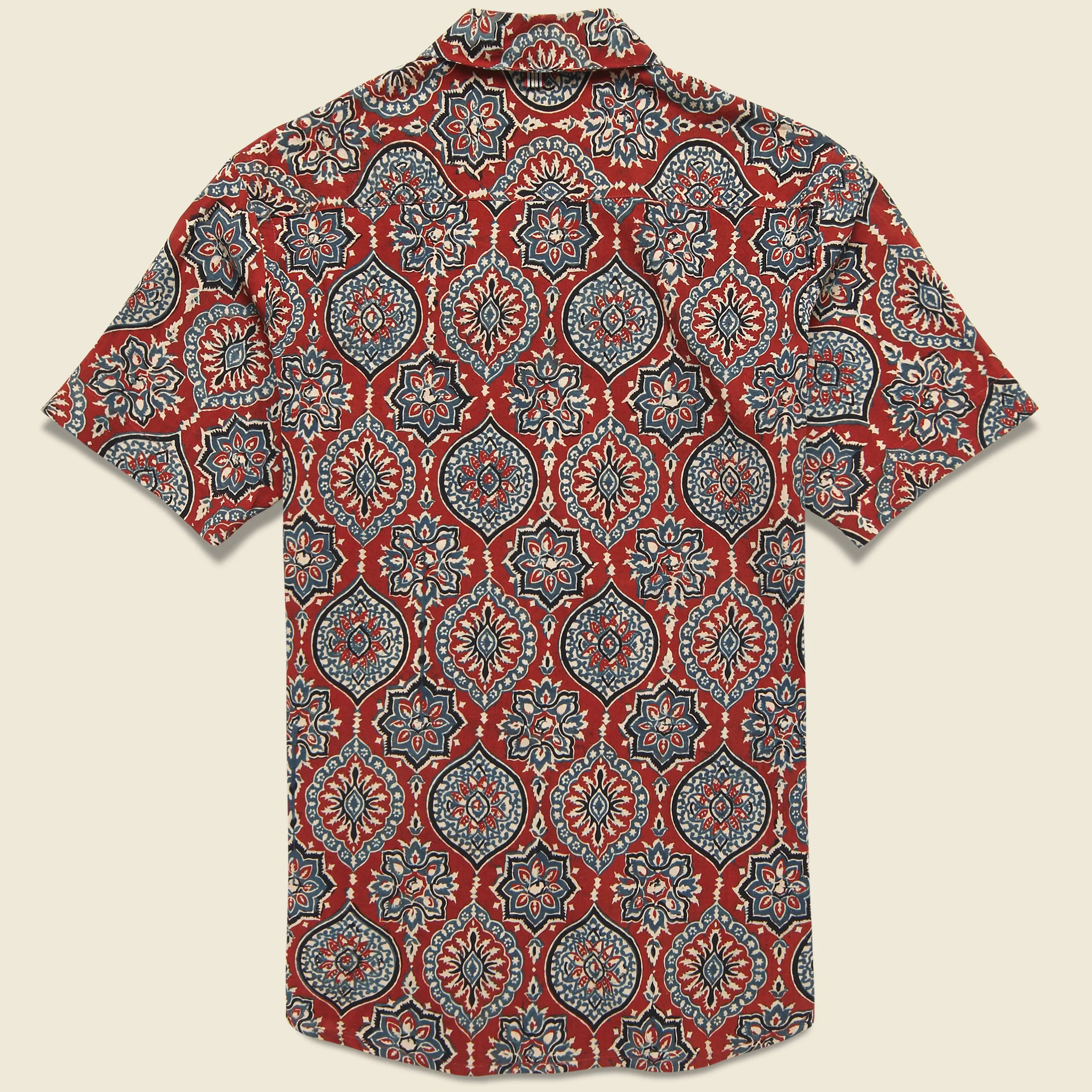 Lamar Block Print Tile Shirt - Red - Image 2