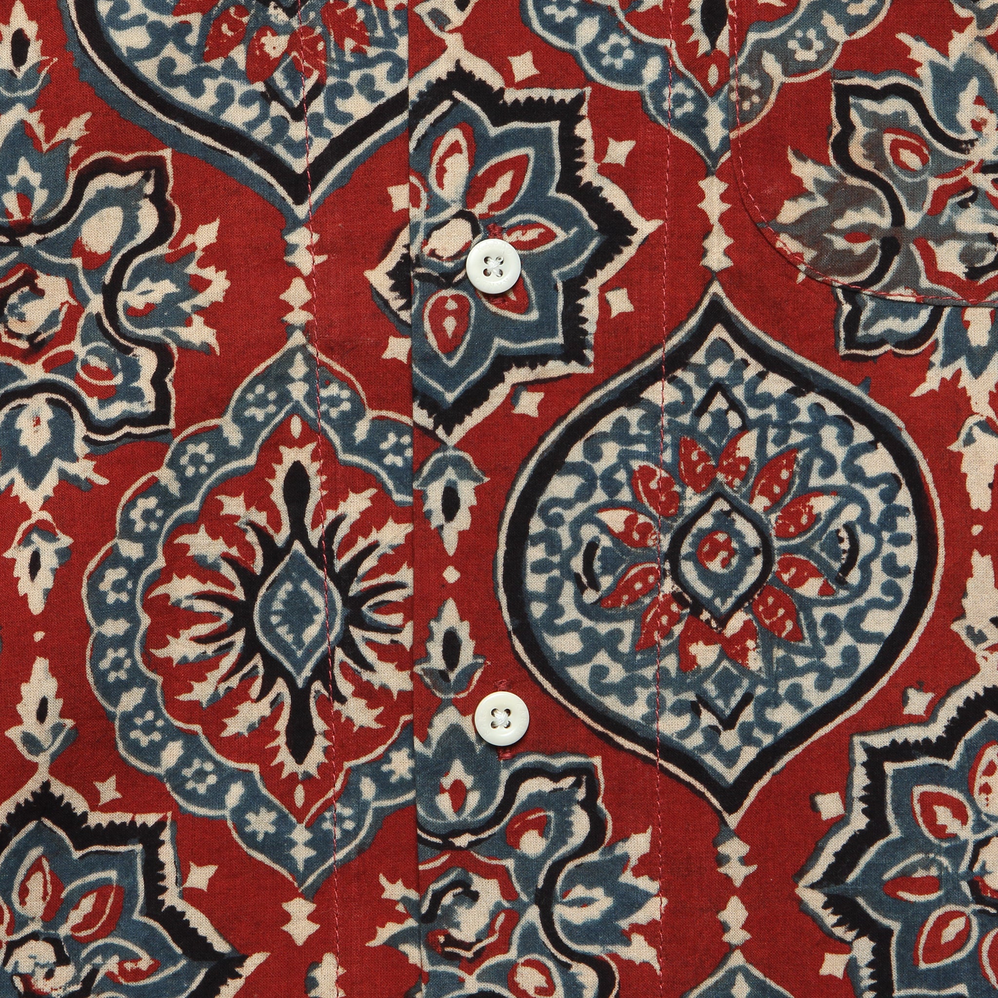 Lamar Block Print Tile Shirt - Red - Image 3
