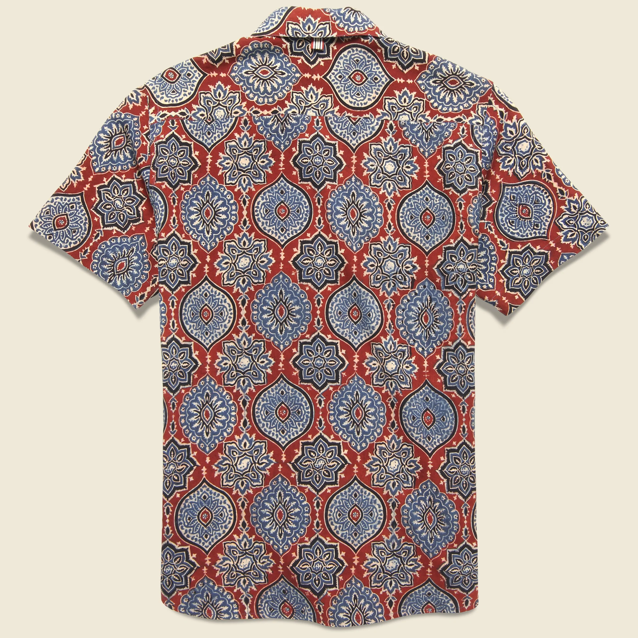 Lamar Block Print Tile Shirt - Red/Blue - Image 2