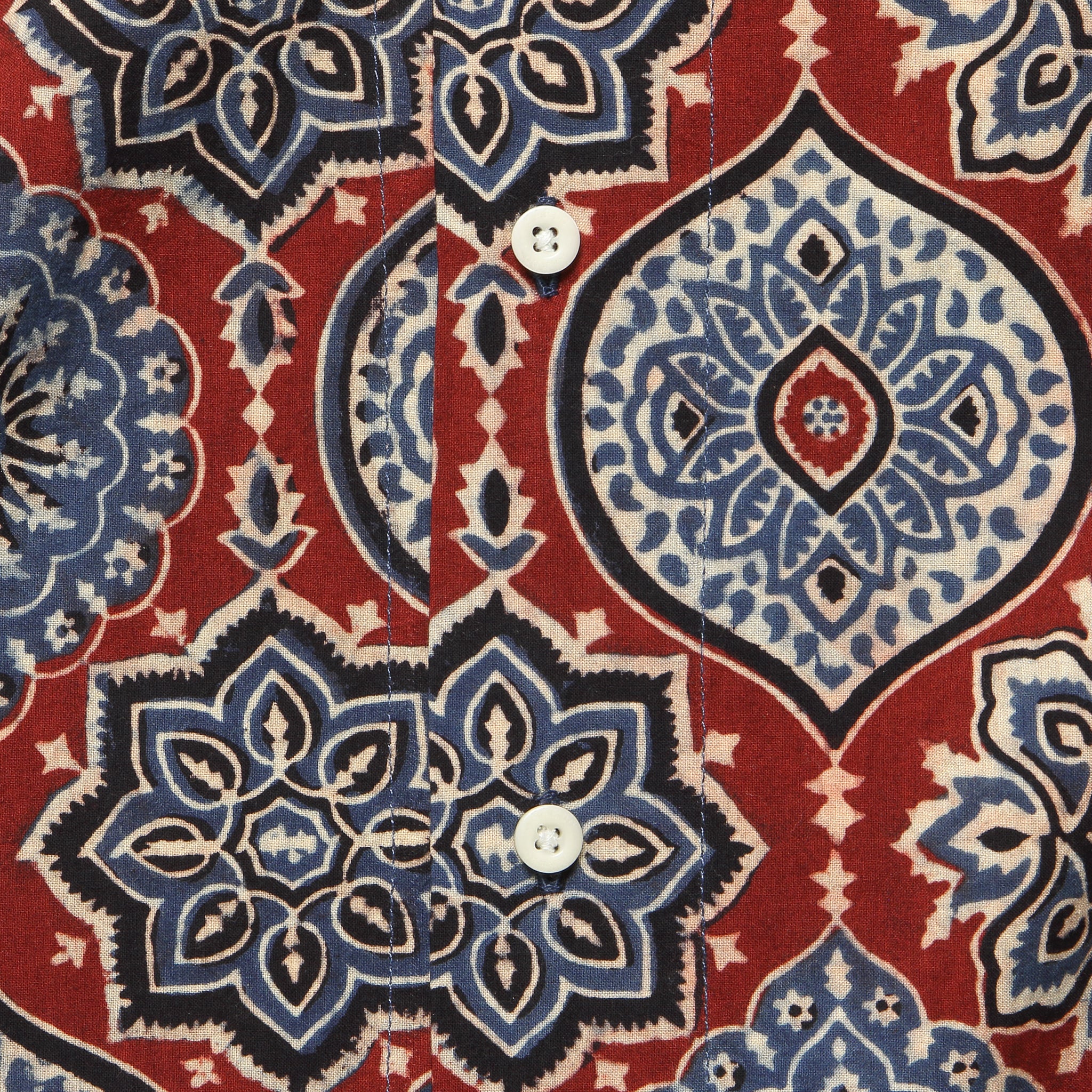 Lamar Block Print Tile Shirt - Red/Blue - Image 3
