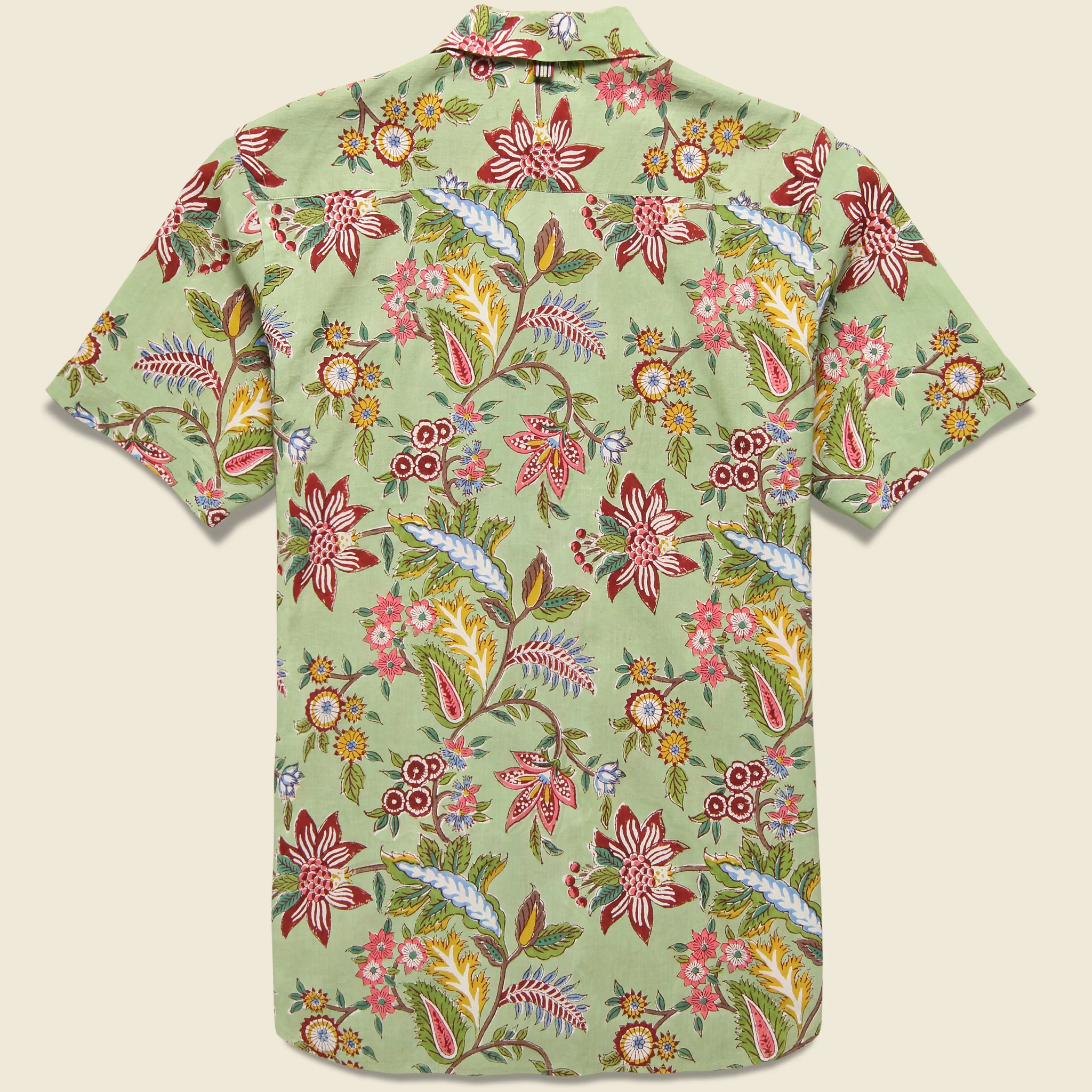 Lamar Floral Paisley Block Print Shirt - Sage - Image 2