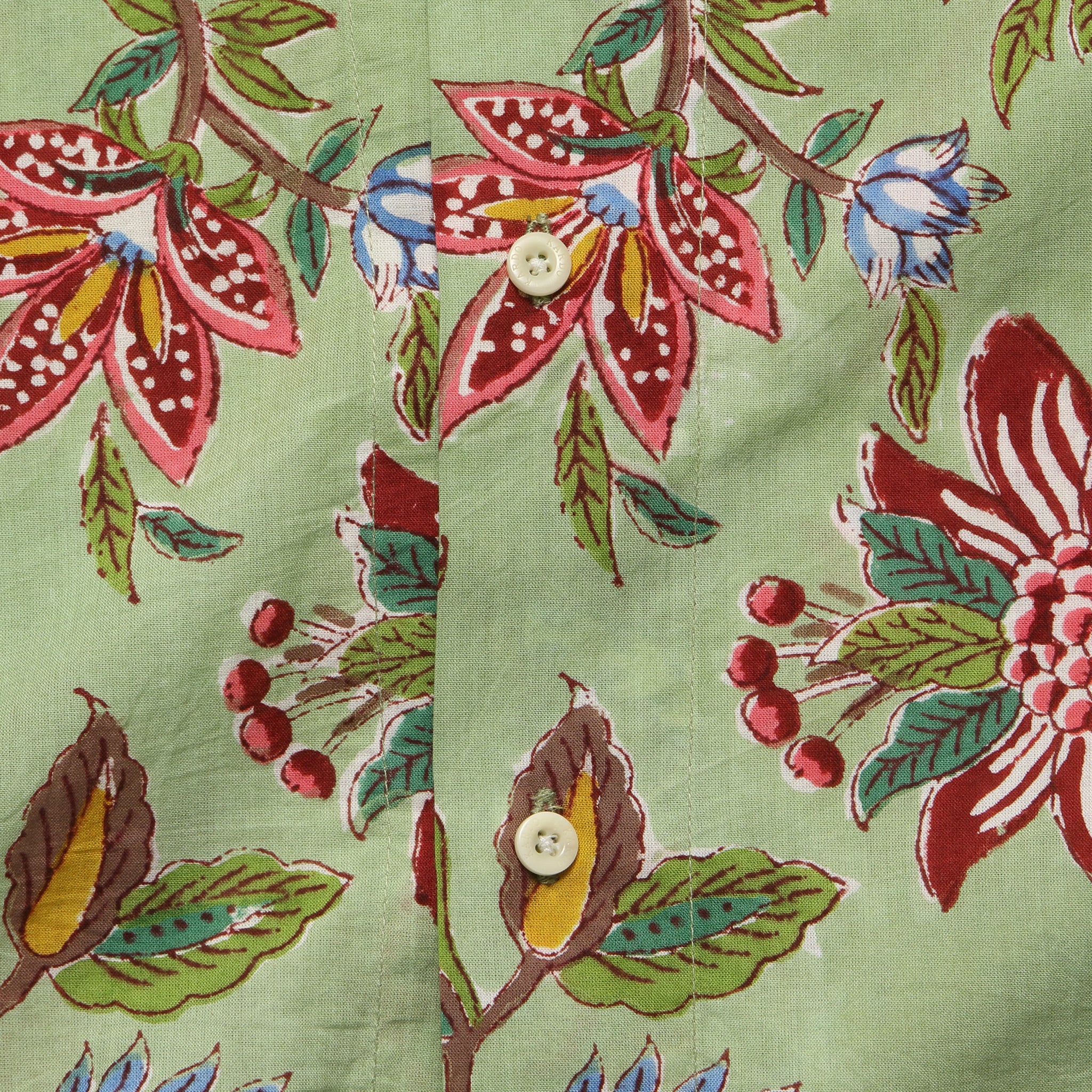 Lamar Floral Paisley Block Print Shirt - Sage - Image 3