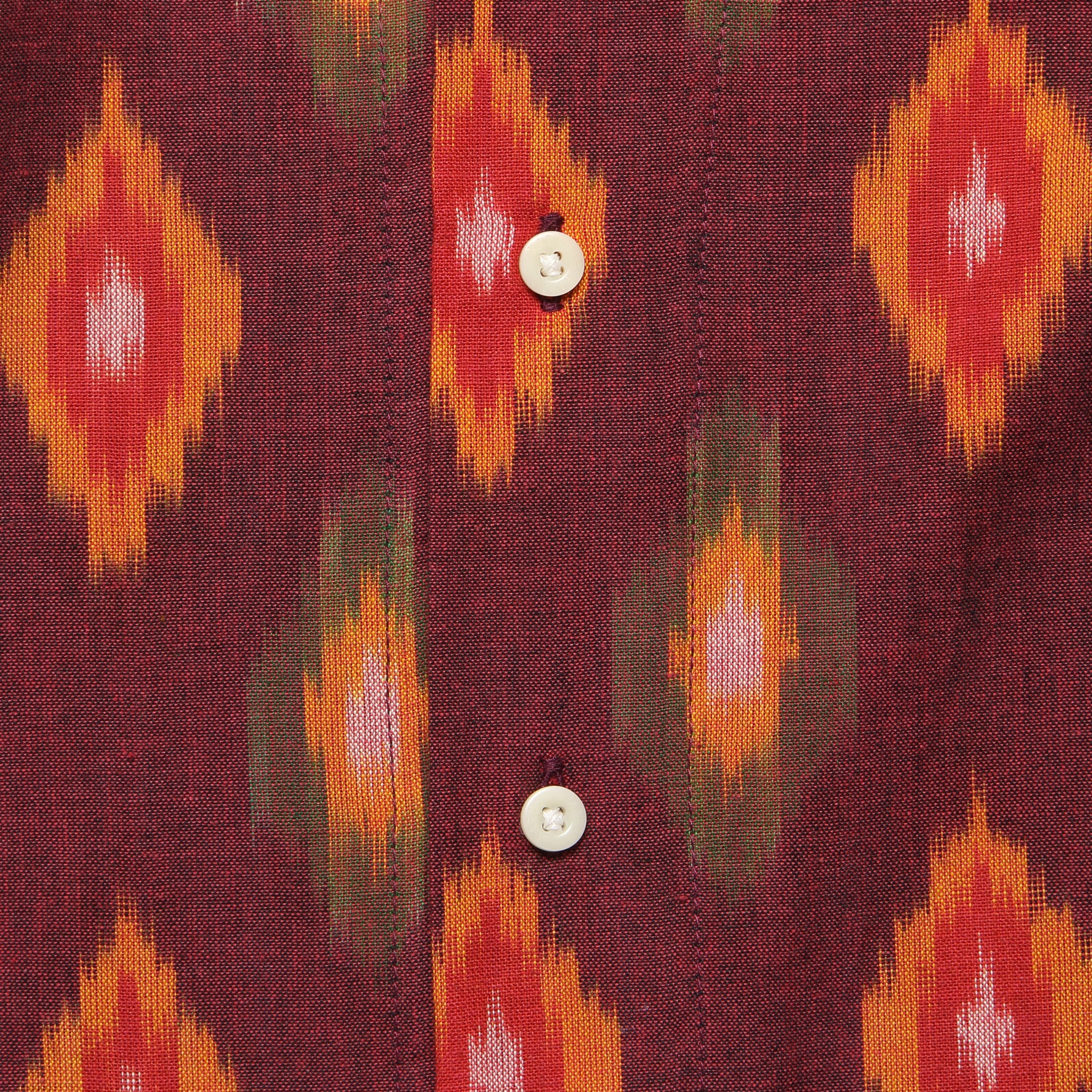 Lamar Ikat Shirt - Burgundy/Orange - Image 3