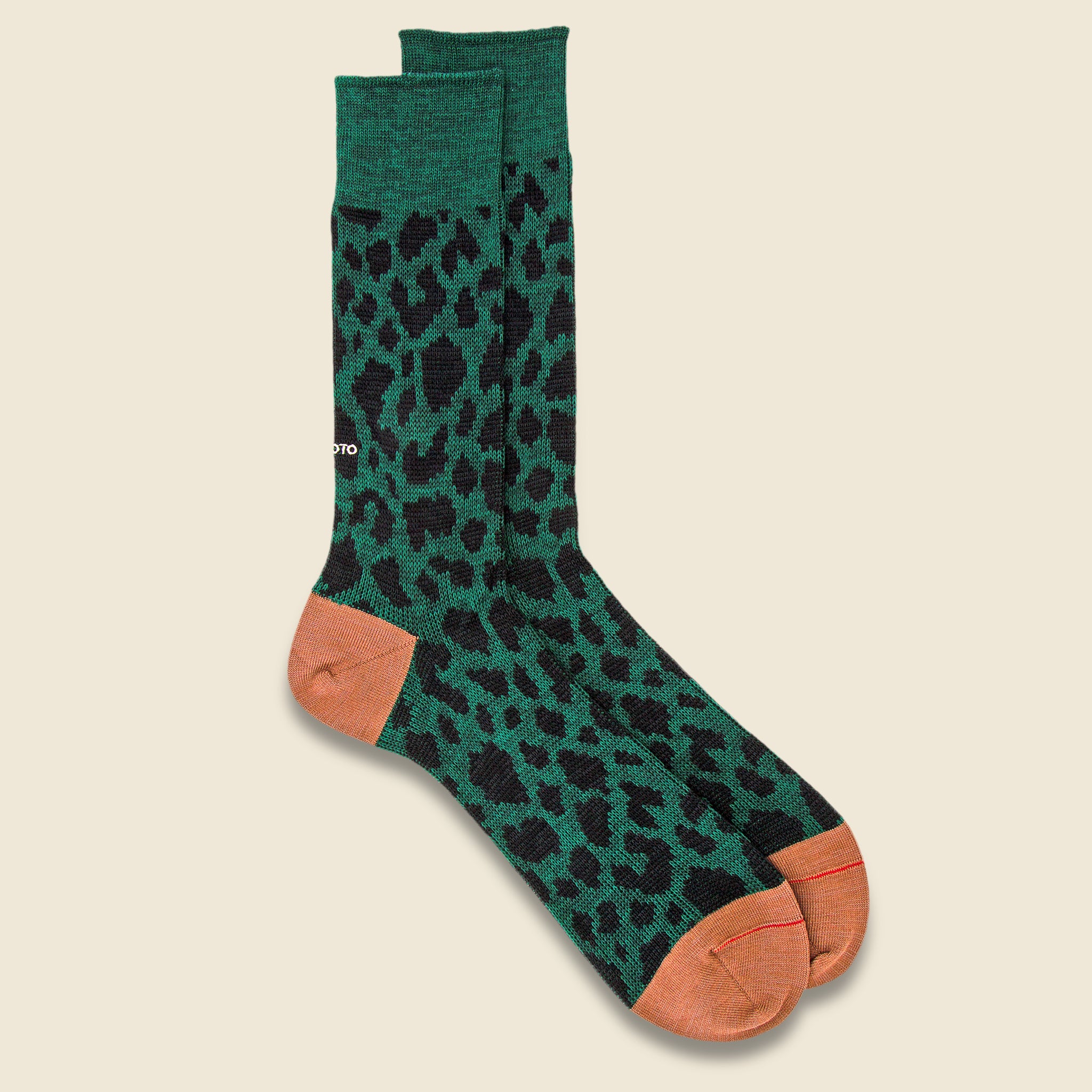 Leopard Print Sock - Dark Green/Brown