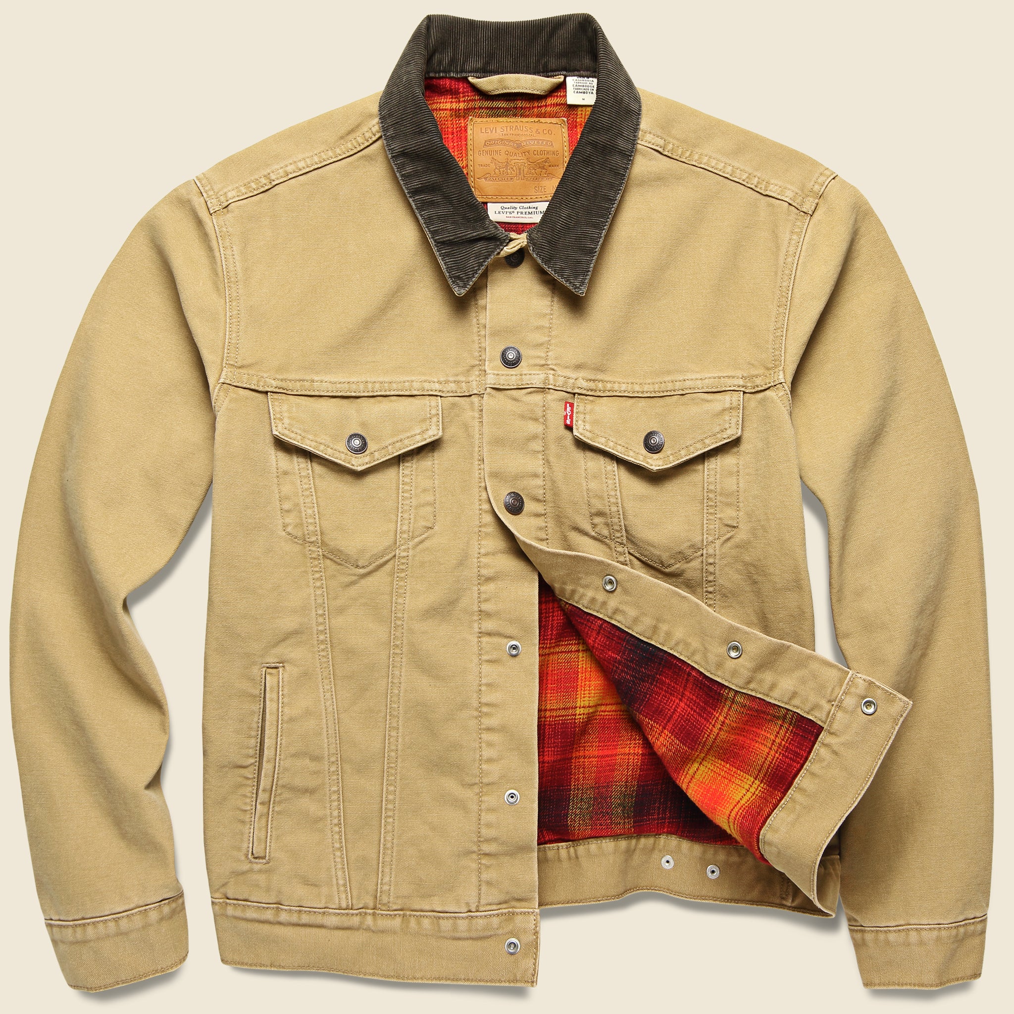Lined Trucker Jacket - Dijon Canvas - Image 2