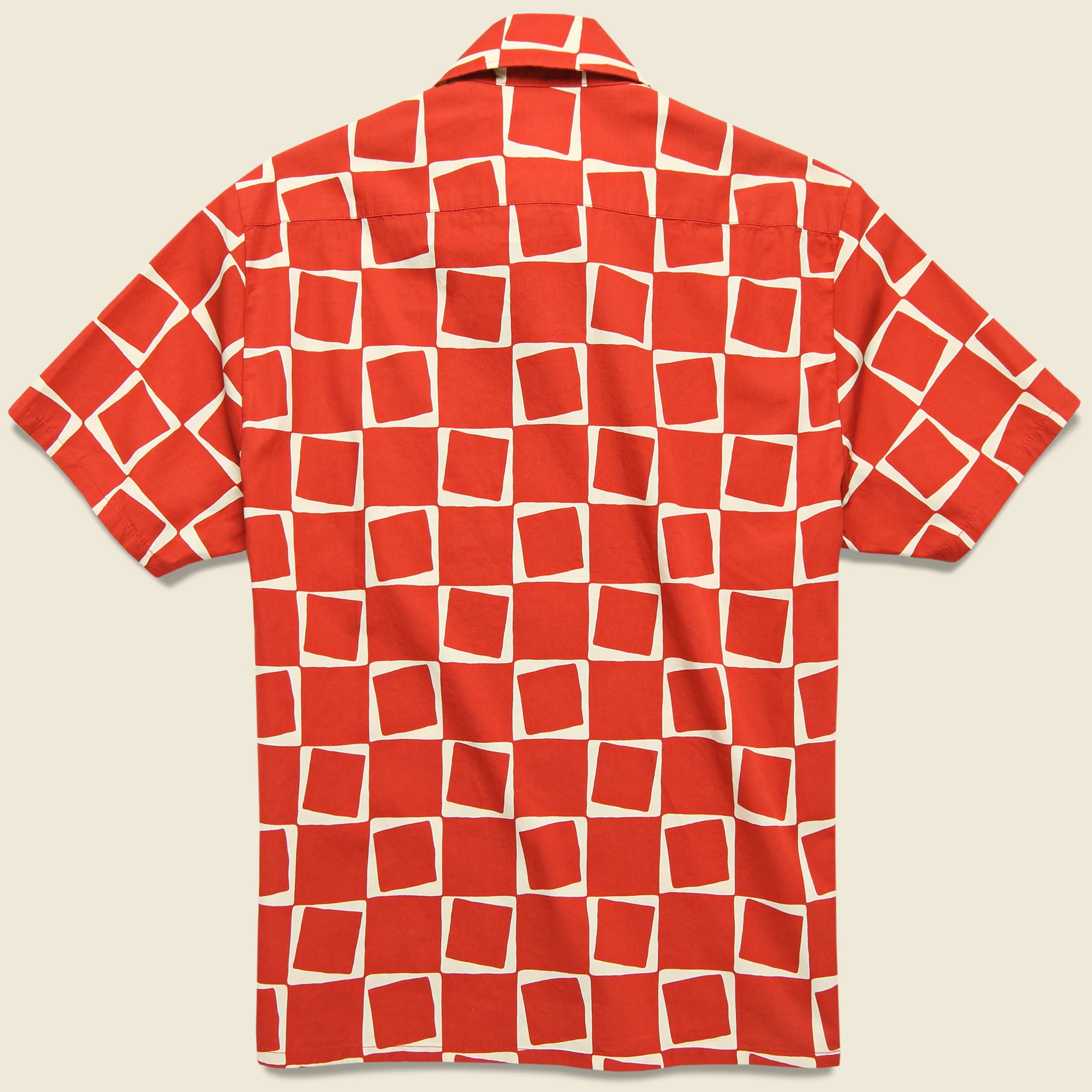 1950s Atomic Square Print Shirt - Red - Image 2