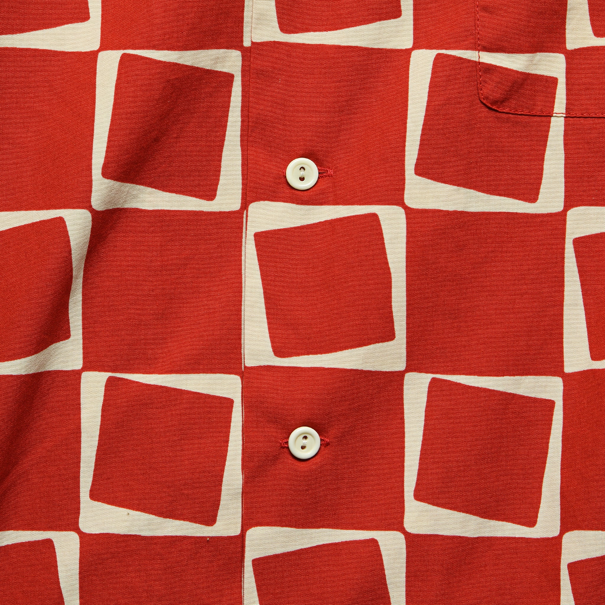 1950s Atomic Square Print Shirt - Red - Image 3
